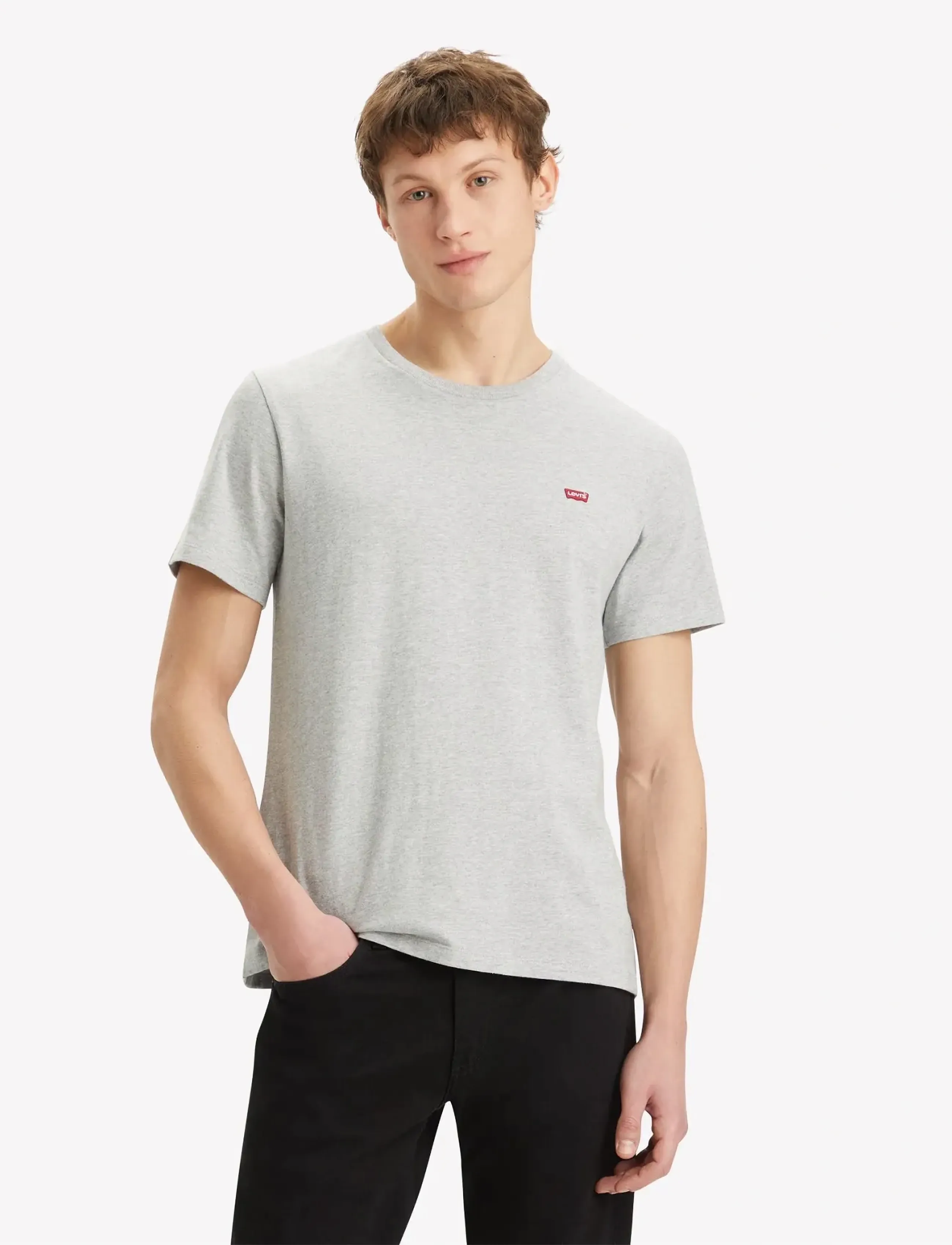 Levi's® SS ORIGINAL HM TEE MID TONE GR - Kurzärmelig - MID TONE GREY HEA / grey
