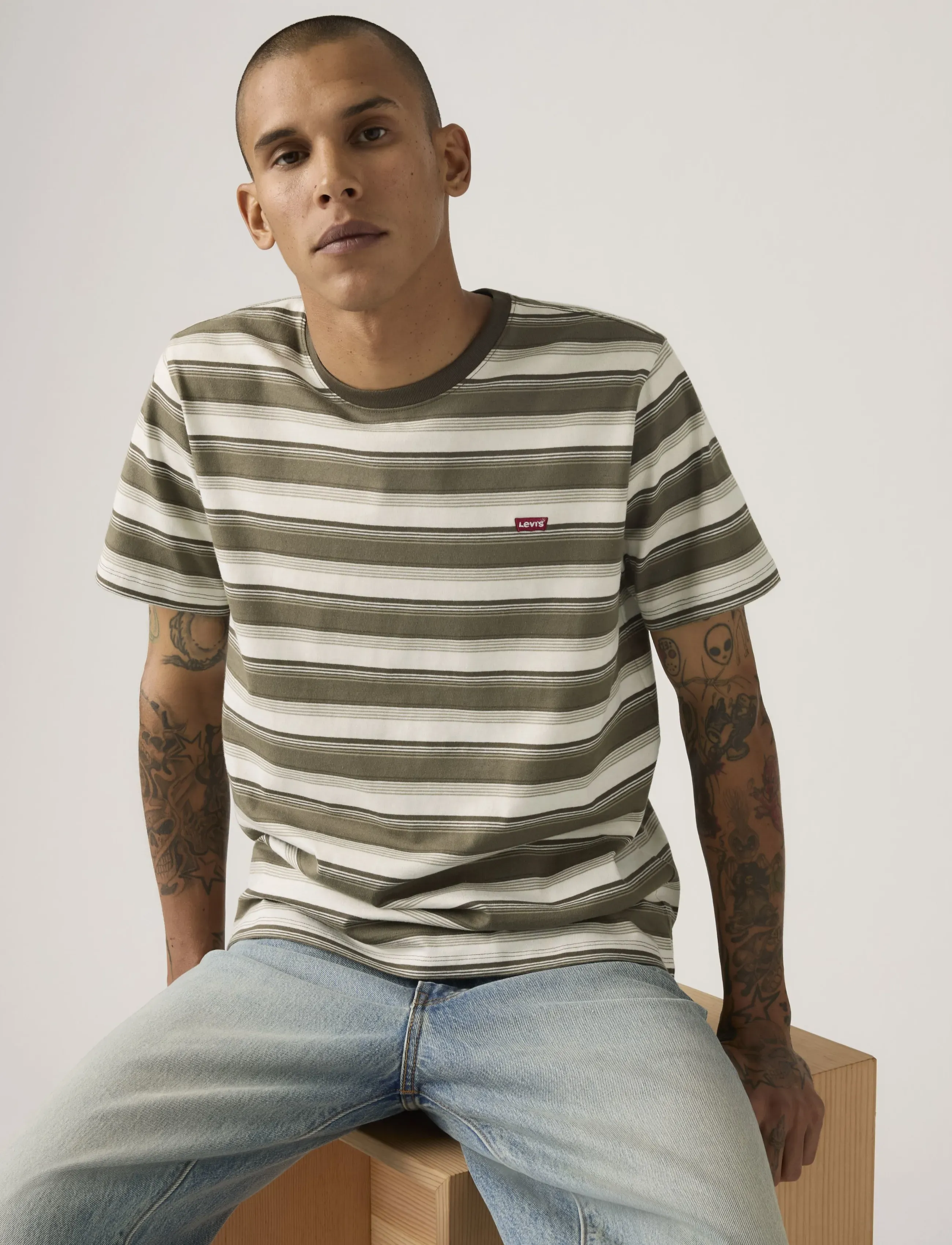 Levi's® SS ORIGINAL HM TEE JEN STRIPE - 4 for 3 - NEUTRALS / brown