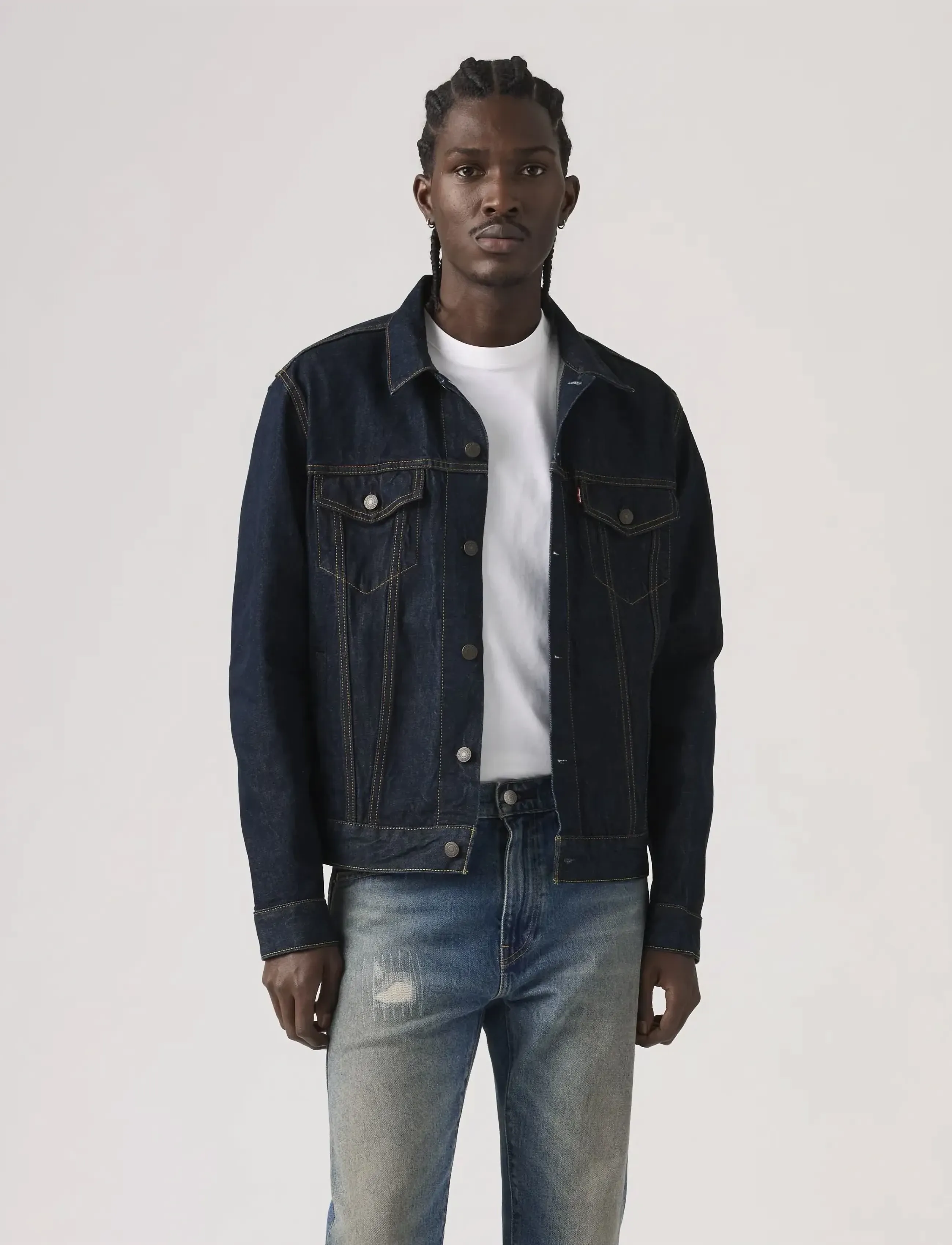Levi's The Trucker Jacket Wash It Out, S, Denim, Marineblau - Unlined Denim Jackets, Männerswear