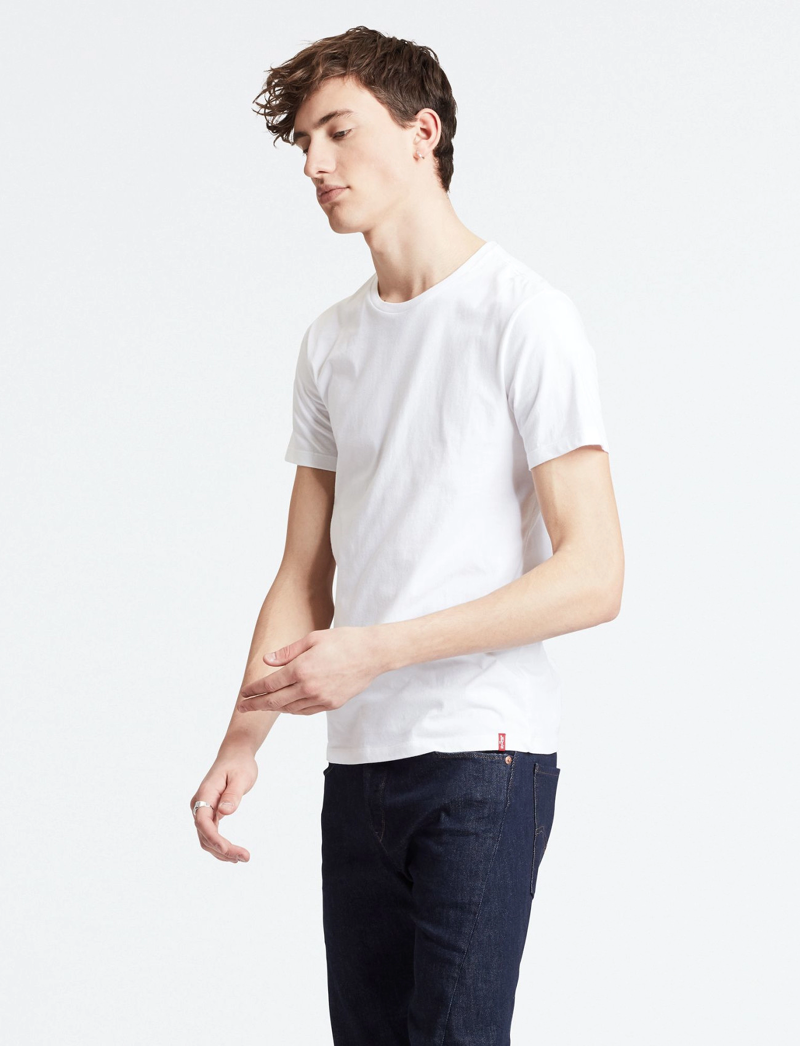 Levi's Slim 2Pk Crewneck 1 Twopack Te, Mænd, Slim Fit Crewneck T-shirts To-pak, Hvid, Str: L