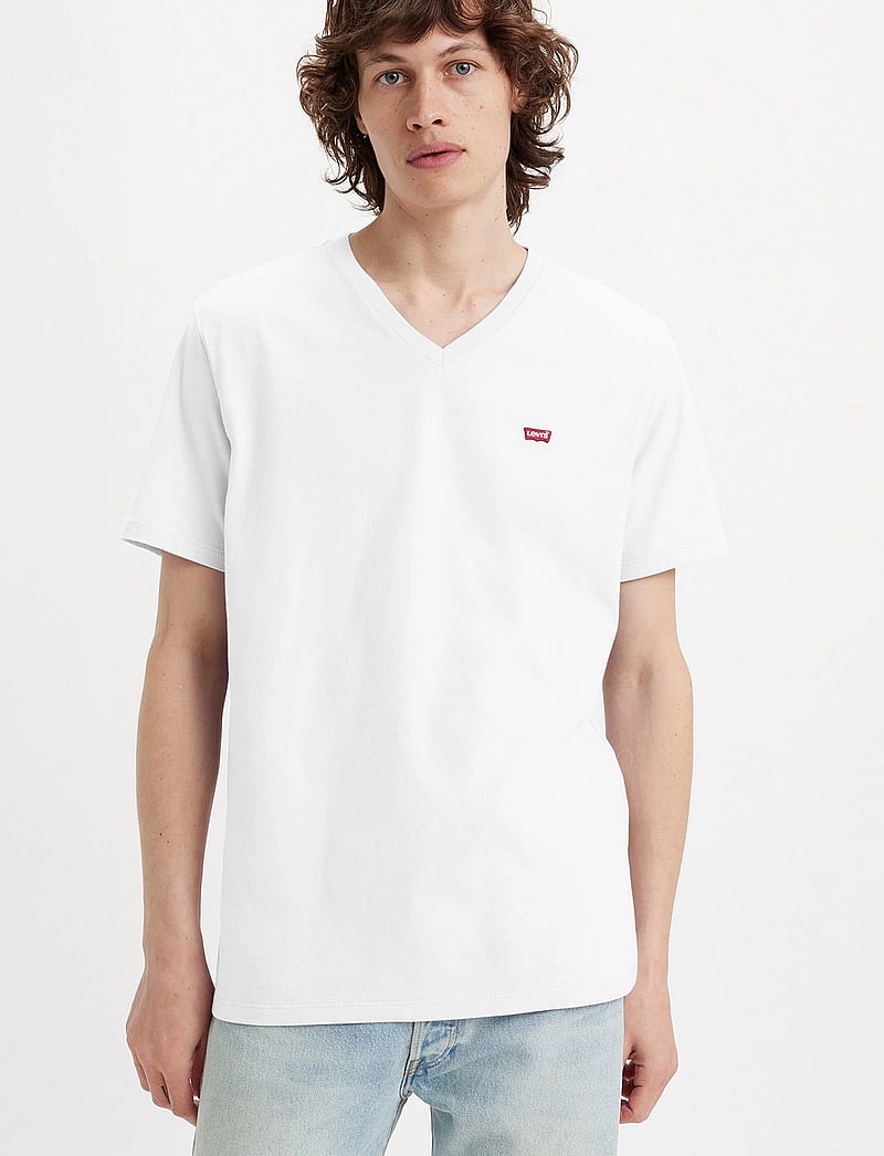 Levi's® - ORIGINAL HM VNECK WHITE - v-ringade t-shirts - neutrals - 0