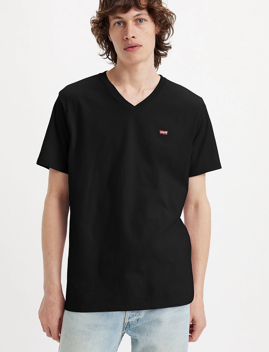Levi's® - ORIGINAL HM VNECK MINERAL BLAC - v-kaelusega t-särgid - blacks - 0