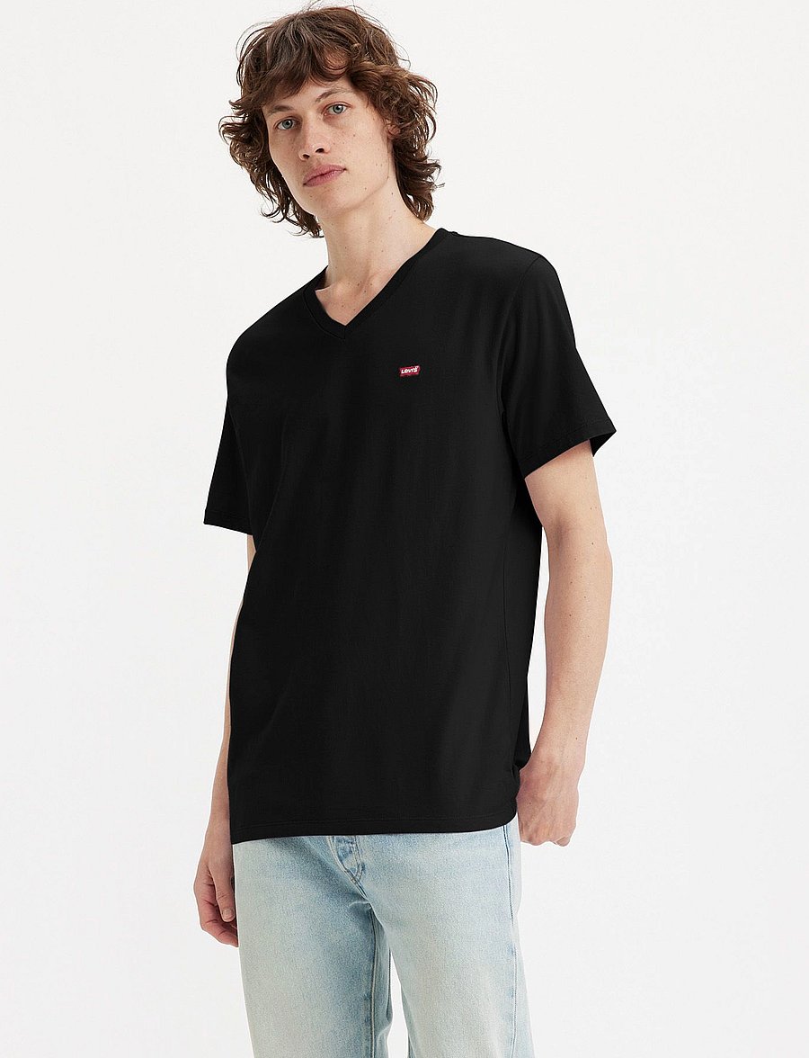Levi's® - ORIGINAL HM VNECK MINERAL BLAC - v-kaelusega t-särgid - blacks - 3