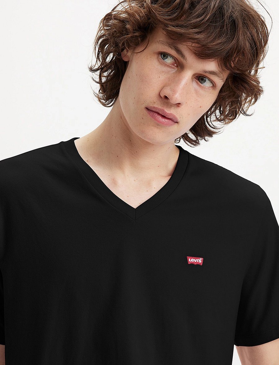 Levi's® - ORIGINAL HM VNECK MINERAL BLAC - v-kaelusega t-särgid - blacks - 5