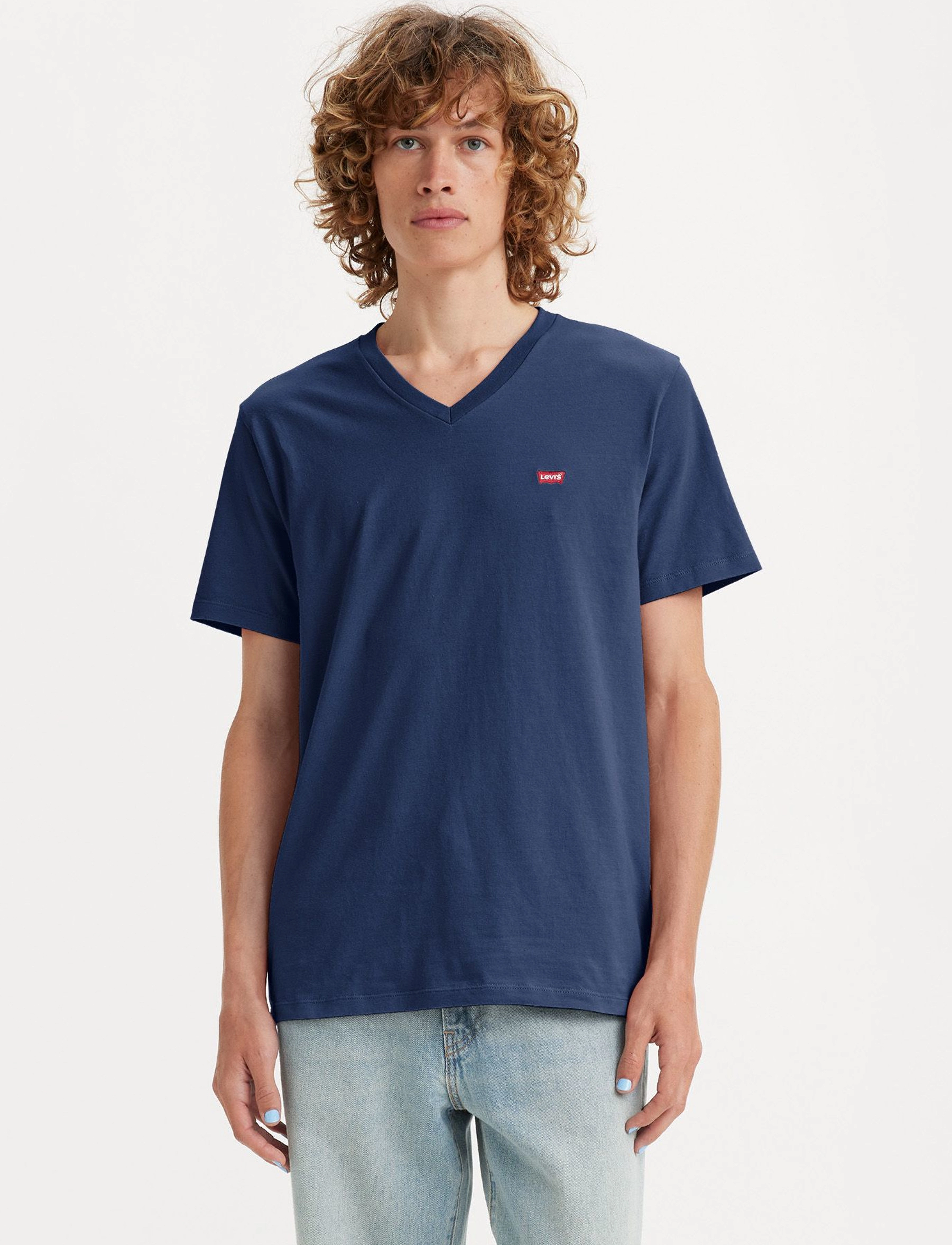 Levi's® - ORIGINAL HM VNECK NAVY BLAZER - t-krekli ar v veida izgriezumu - blues - 3