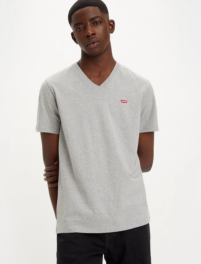 Levi's® - ORIGINAL HM VNECK MID TONE GRE - t-shirts mit v-ausschnitt - greys - 0