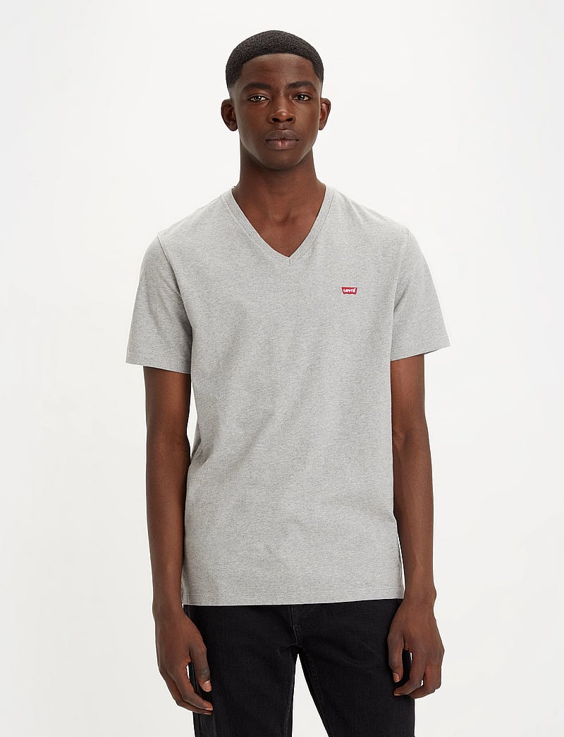 Levi's® - ORIGINAL HM VNECK MID TONE GRE - v-ringade t-shirts - greys - 3