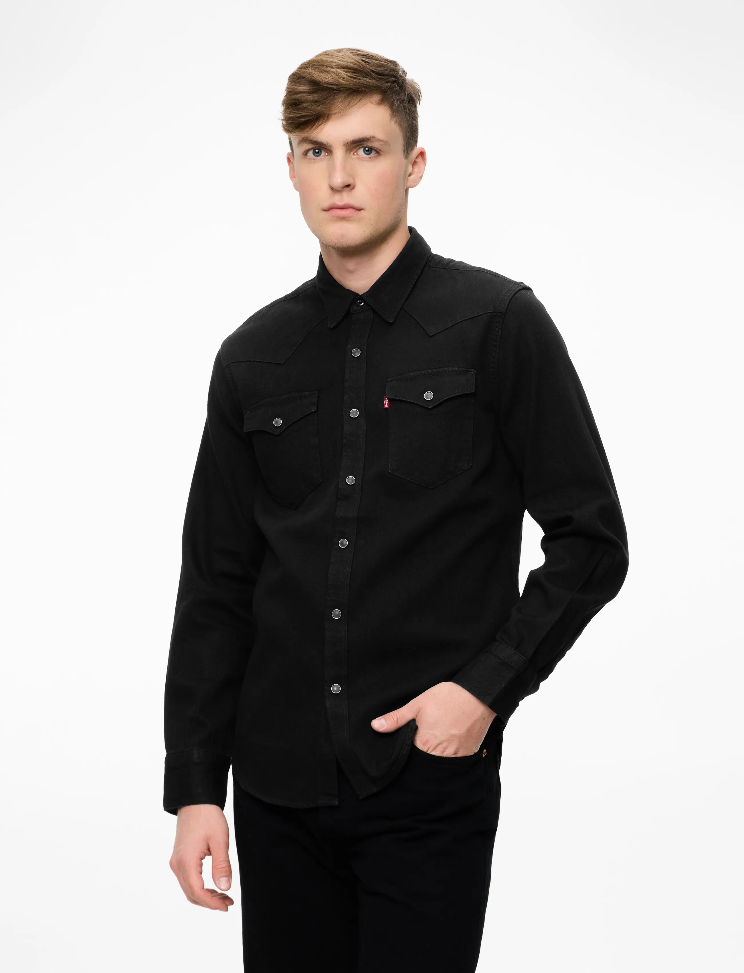 Levi's® - BARSTOW WESTERN STANDARD MARBL - denim shirts - blacks - 0