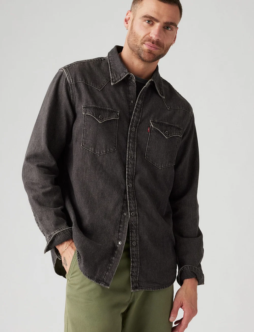 Levis black denim clearance shirt mens