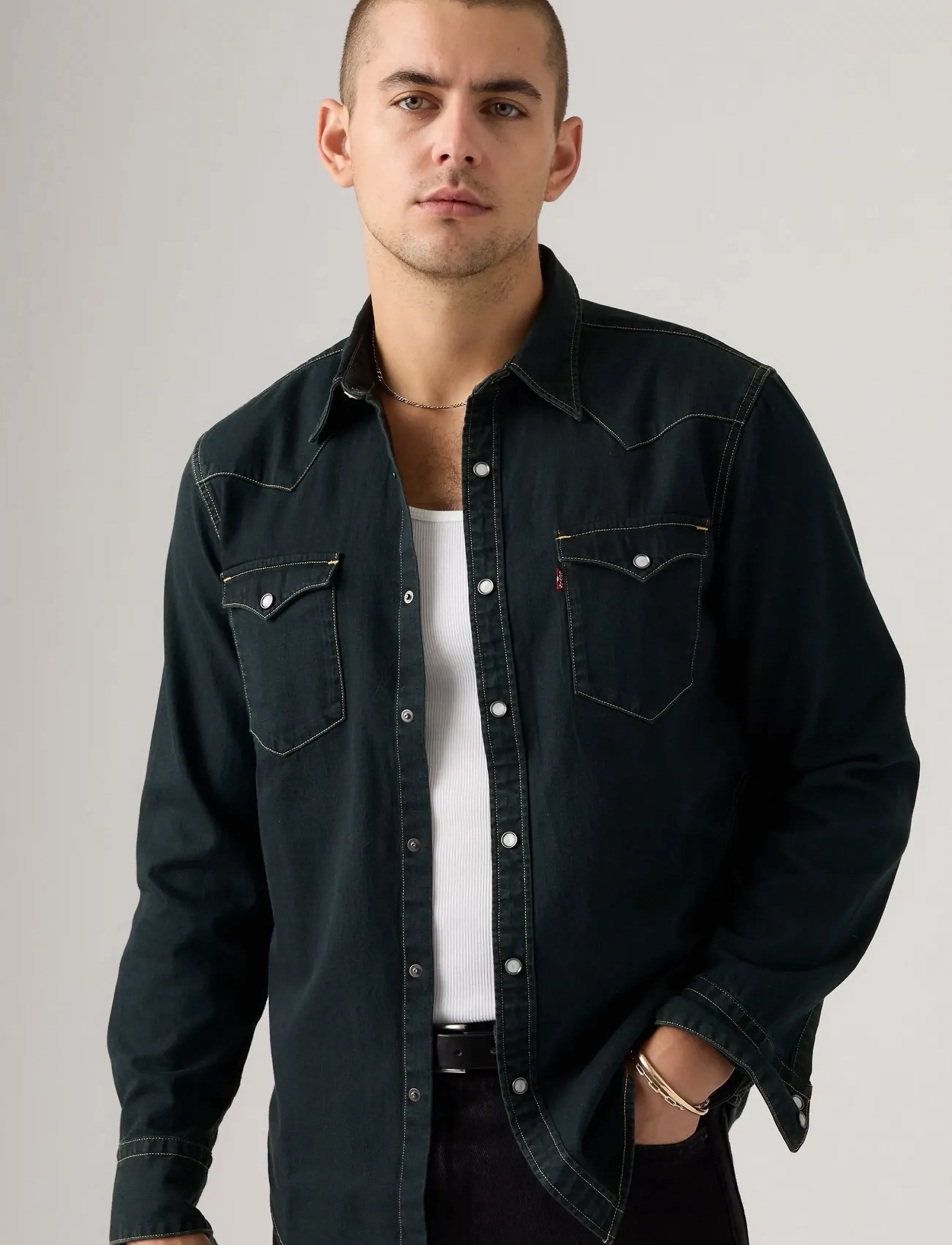Levi's Barstow Western Standard Beaut, Mænd, Westernskjorte, Sort, Str: S