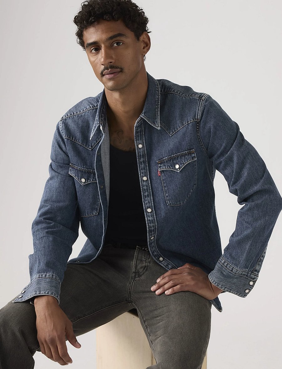 Levi's® - BARSTOW WESTERN STANDARD SOLUC - denim shirts - med indigo - flat finishw - 0