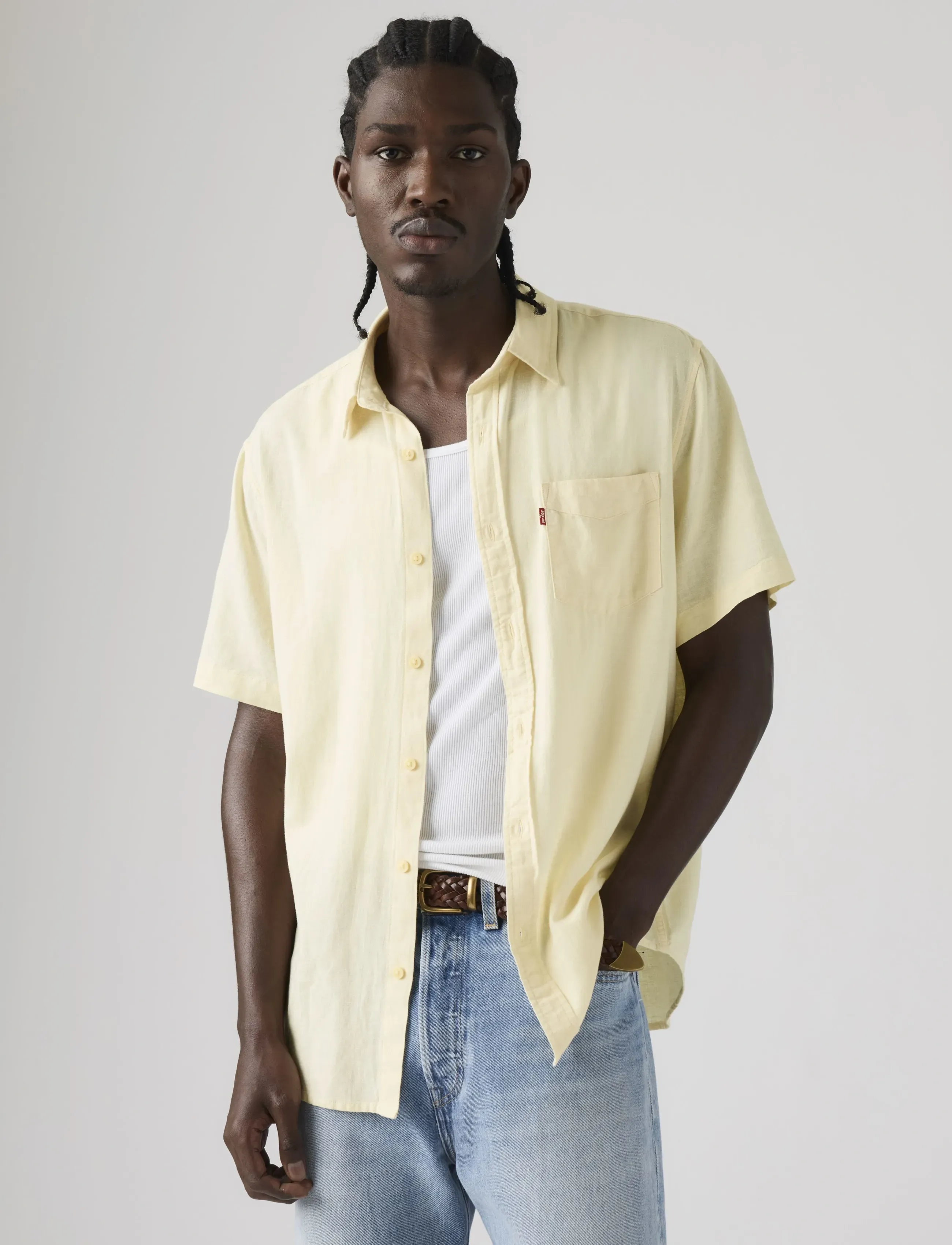 Levi's® S/S SUNSET 1 PKT STANDRD RUTAB - Riided - NEUTRALS / red