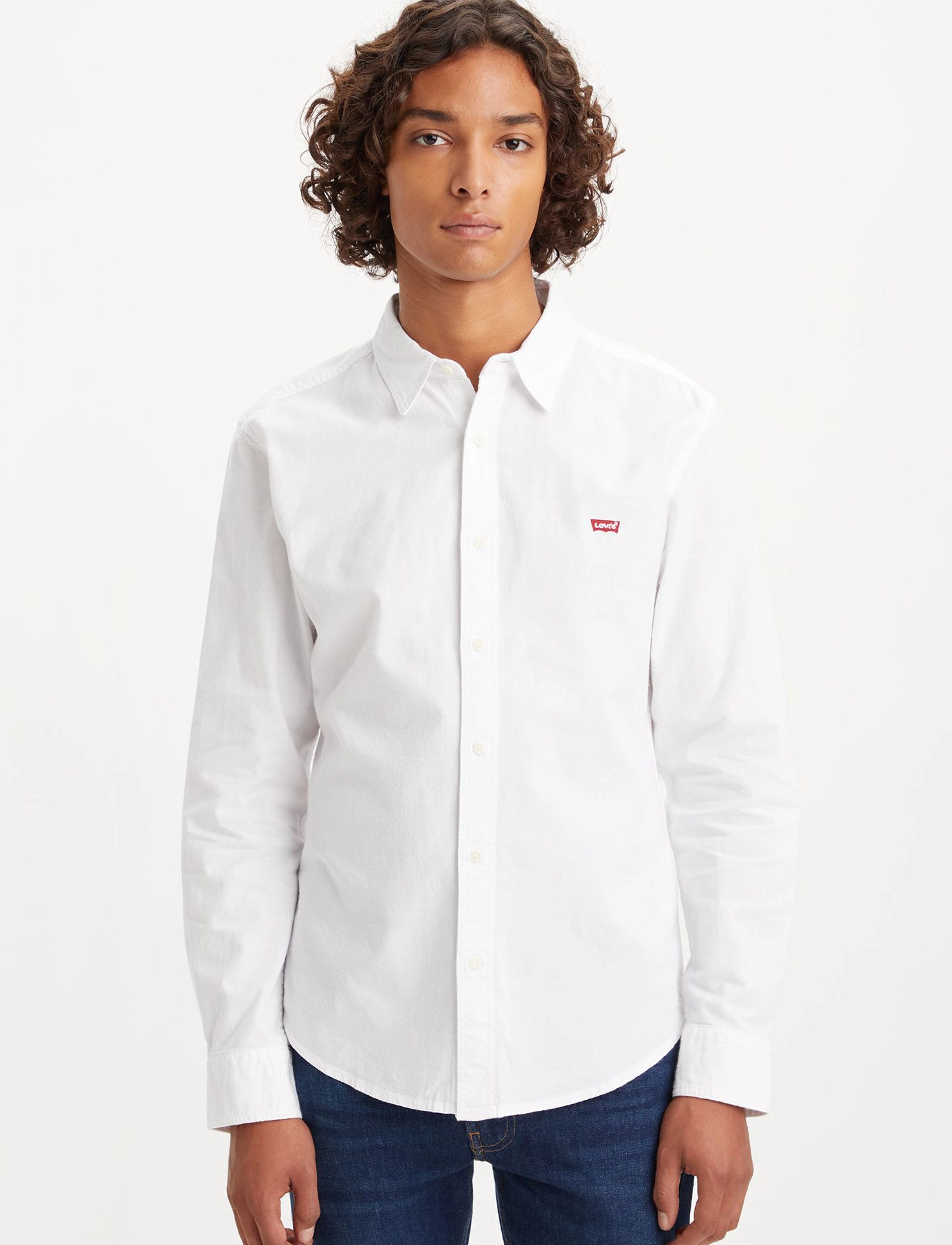 Levi's Ls Battery Hm Shirt Slim White, Mænd, Langærmet Slim Fit Skjorte, Hvid, Str: XL
