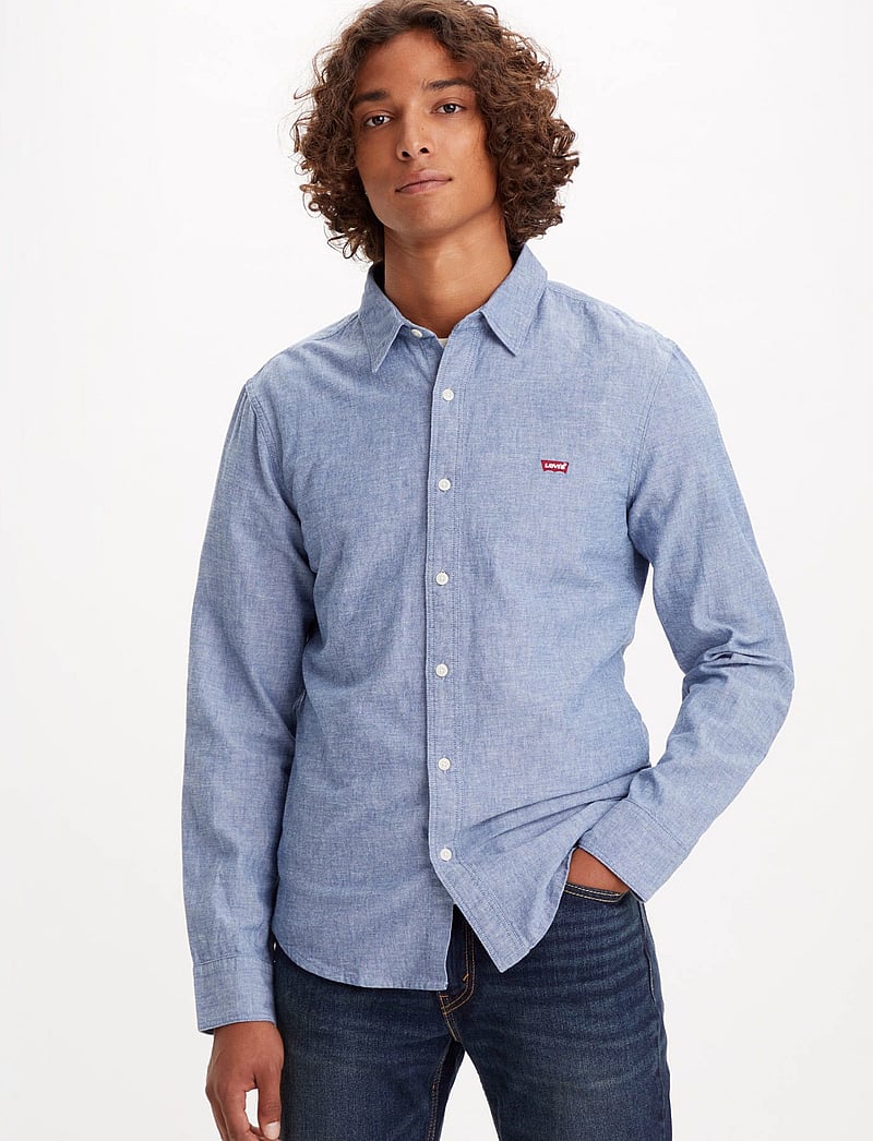 Levi's® - LS BATTERY HM SHIRT SLIM NAVY - rennot kauluspaidat - blues - 0