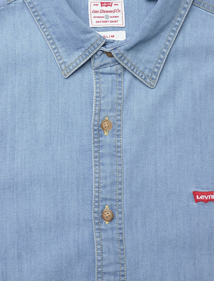 Levi's® - LS BATTERY HM SHIRT SLIM OSBOR - flanellskjortor - light indigo - flat finiss - 3