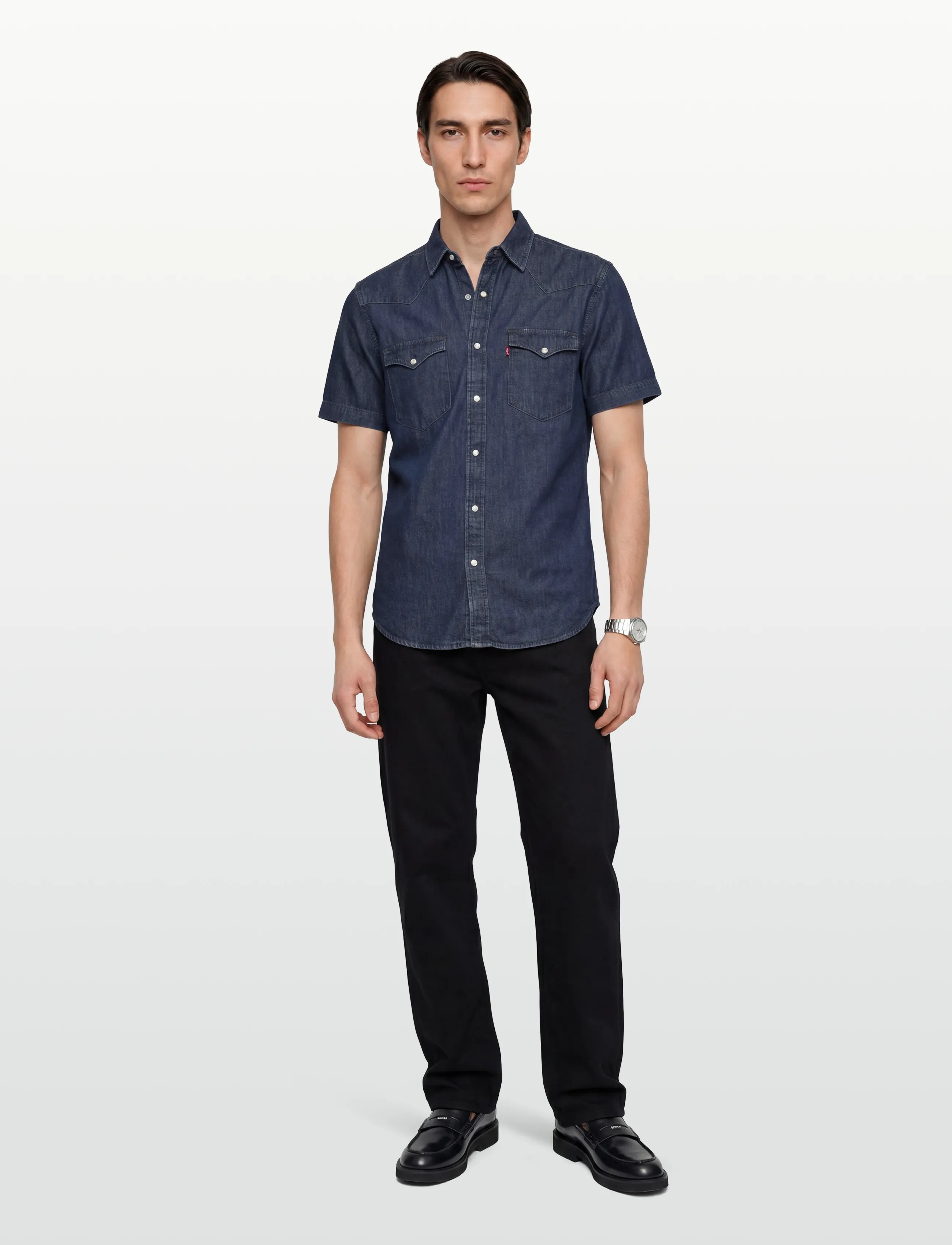 Levi's® SS CLASSIC WESTERN LAUREL DARK - Denimskjorter - DARK INDIGO - WORN IN / navy