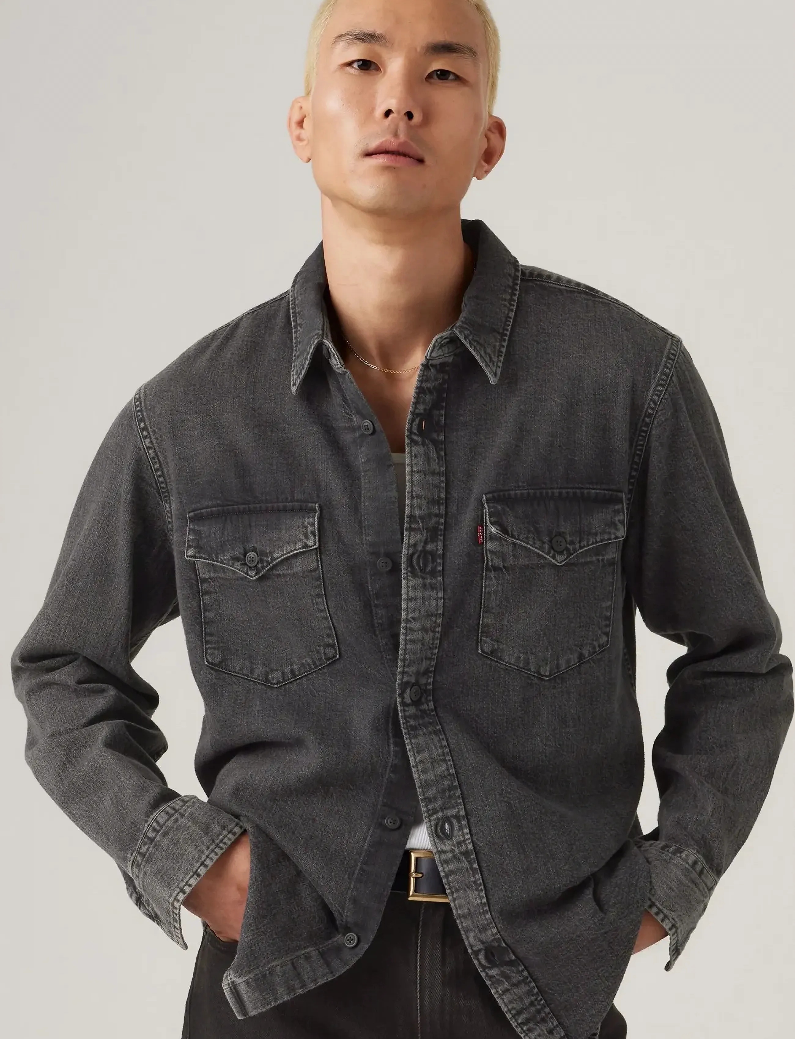 Levi's® RELAXED FIT WESTERN NIGHT SHAD - Denimskjorter - BLACKS / black