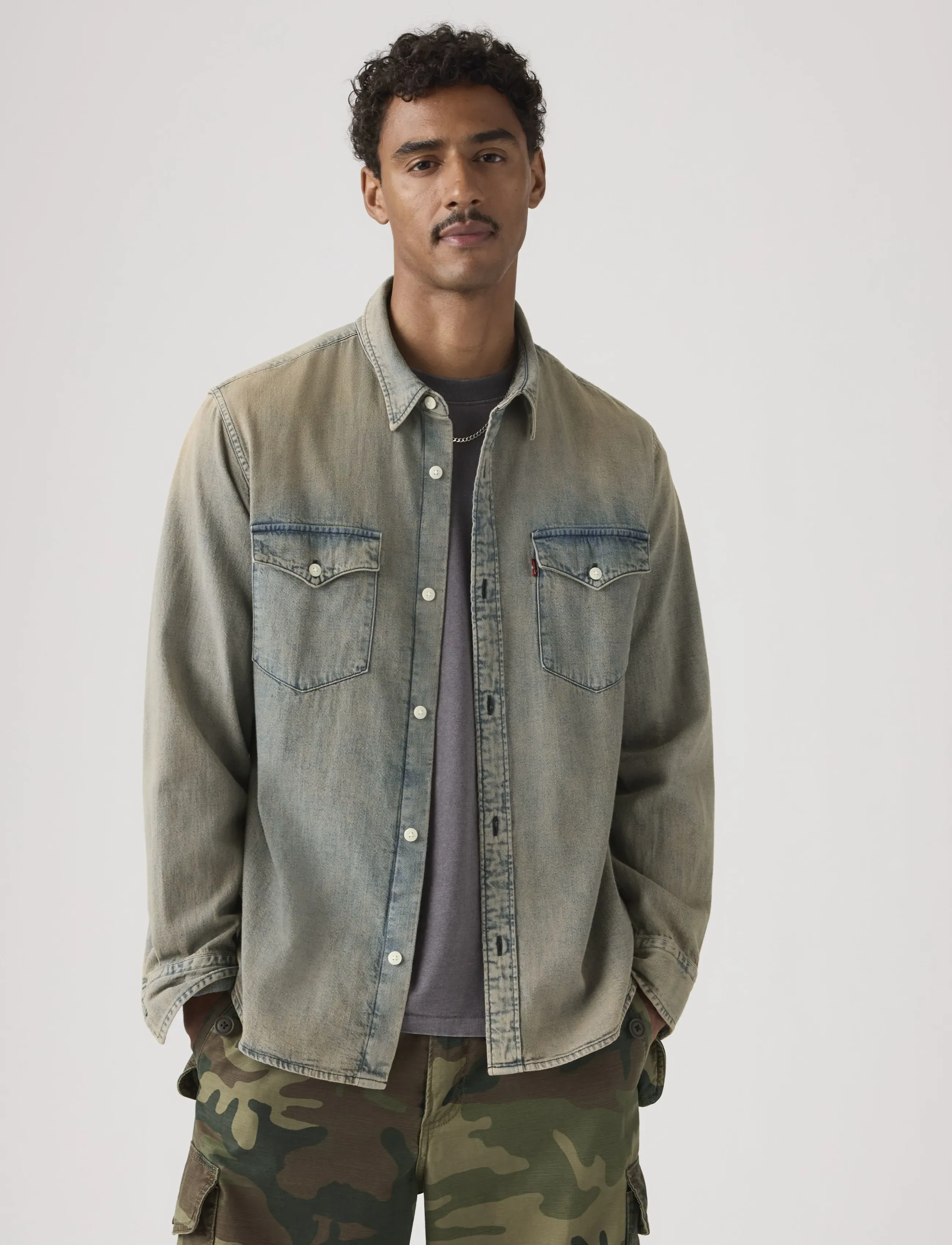 Levi's Relaxed Fit Western Sunset Dri, L, Blue, Skjorter > Denim-Skjorter, Herre