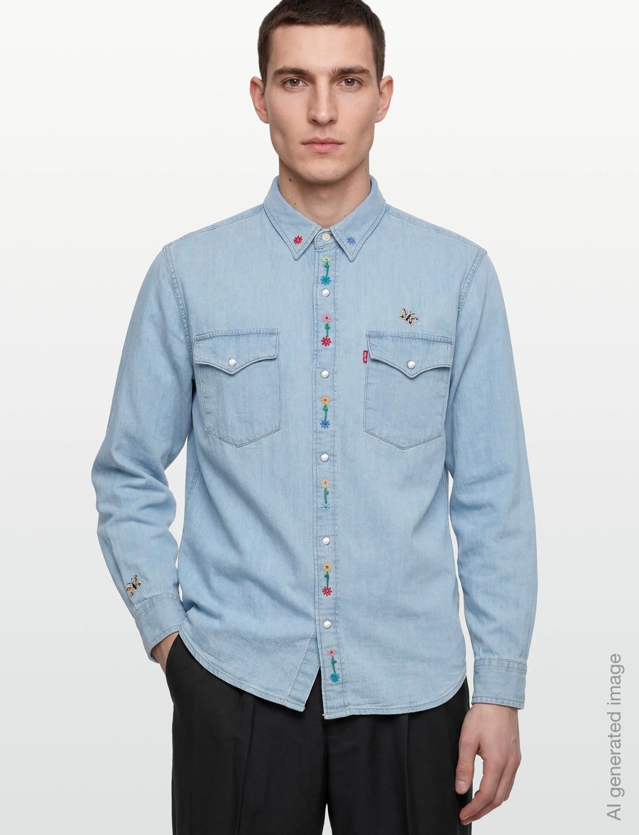 Levi's® - RELAXED FIT WESTERN SPRING FLO - teksasärgid - med indigo - flat finish - 3