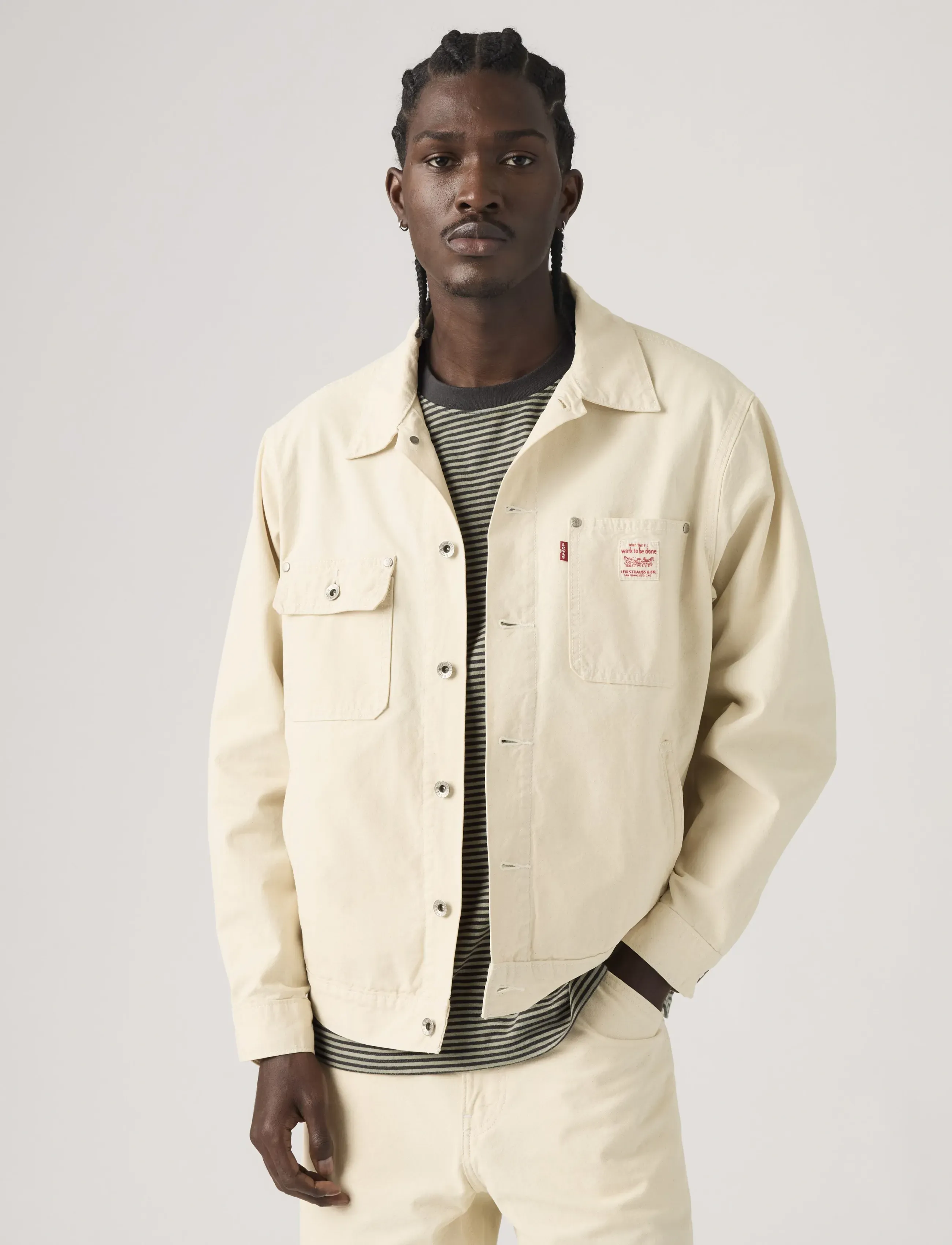 Levi's Sunrise Trucker Undyed Ecru Gr, L, Denim, Creme - Unlined Denim Jackets, Männerswear
