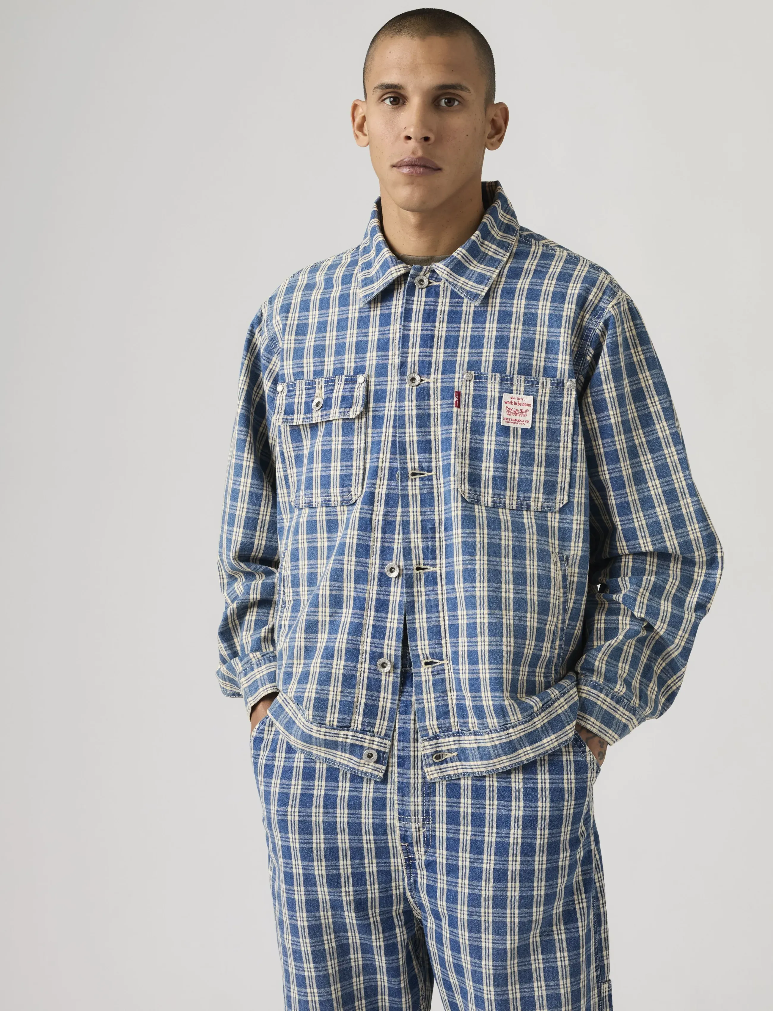Levi's® SUNRISE TRUCKER SUMMER CHECK T - Jassen - MED INDIGO - WORN IN / red