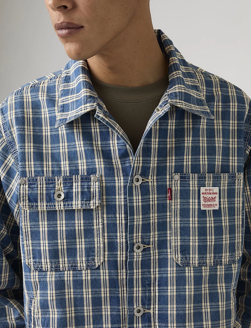 Levi's® - SUNRISE TRUCKER SUMMER CHECK T - vuorittomat farkkutakit - med indigo - worn in - 4