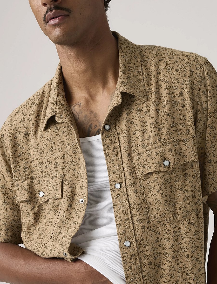 Levi's® - SS RELAXED FIT WESTERN BRAN FL - mønstrede skjorter - browns - 4
