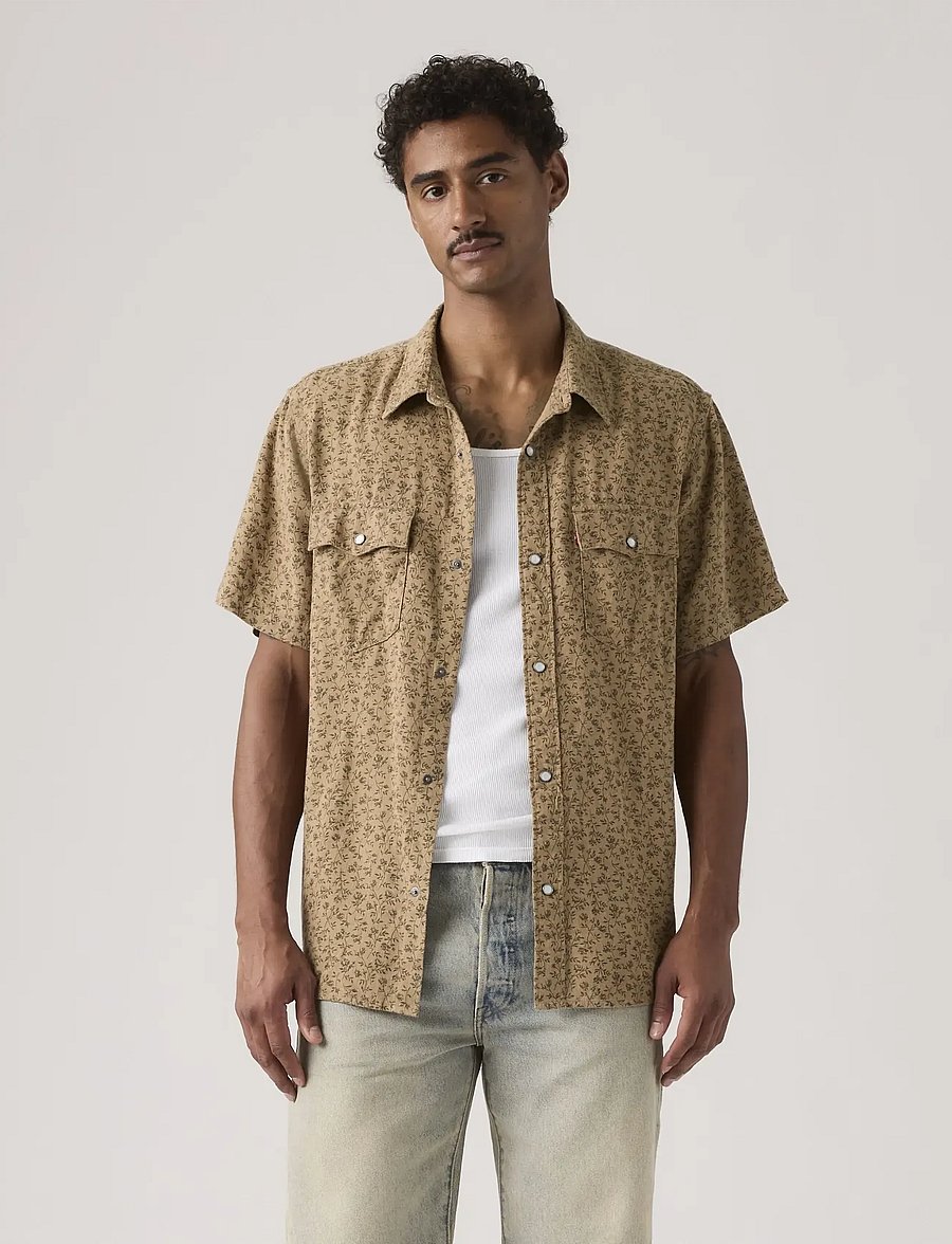 Levi's® - SS RELAXED FIT WESTERN BRAN FL - mønstrede skjorter - browns - 5