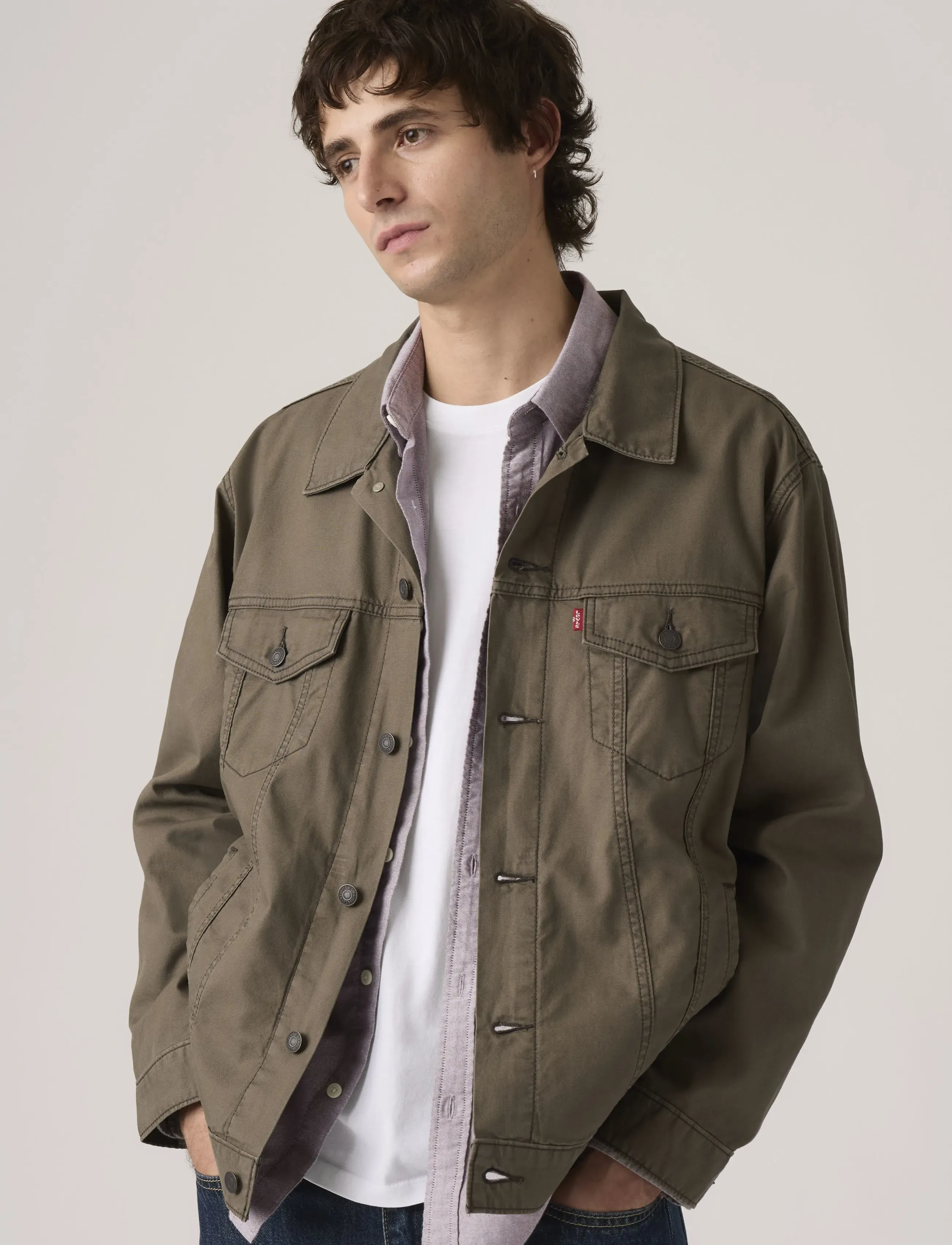 Levi's Relaxed Fit Trucker Browns, XL, Brown, Denim > Unlined Denim Jackets, Herre