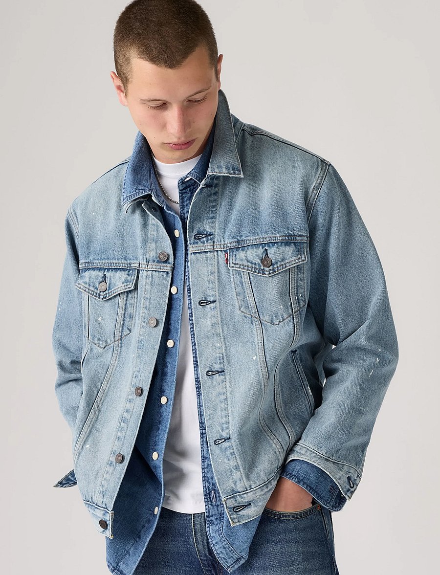 Levi's® - RELAXED FIT TRUCKER PAINT SPLA - ofodrade jeansjackor - med indigo - worn in - 0