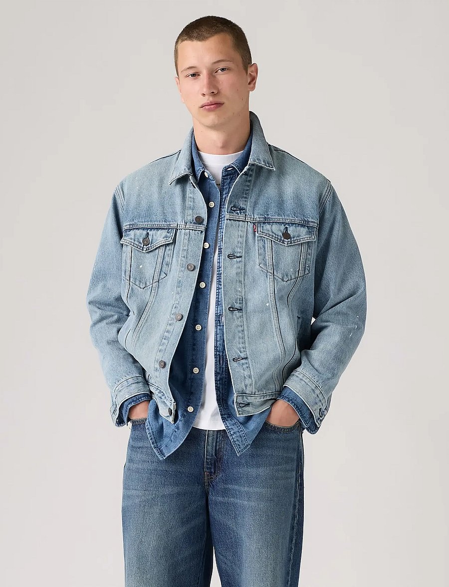 Levi's® - RELAXED FIT TRUCKER PAINT SPLA - ofodrade jeansjackor - med indigo - worn in - 3
