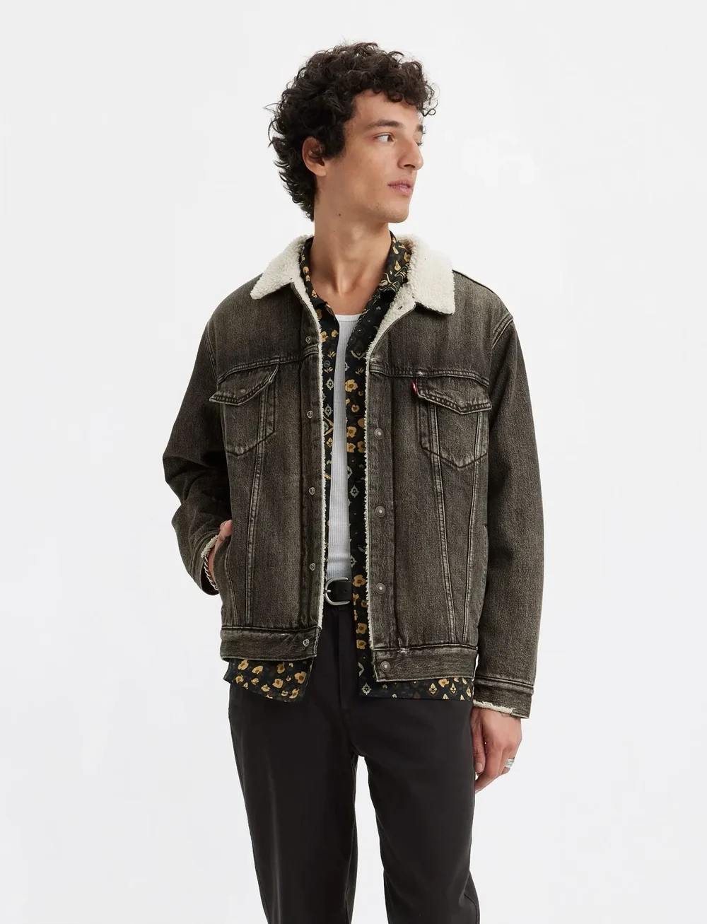 Levi's® - RELAXED FIT SHERPA TRKR SALT L - gefütterte denimjacken - blacks - 0