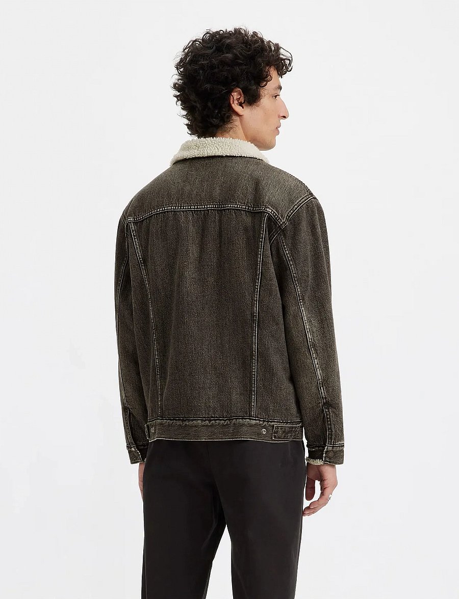 Levi's® - RELAXED FIT SHERPA TRKR SALT L - gefütterte denimjacken - blacks - 3