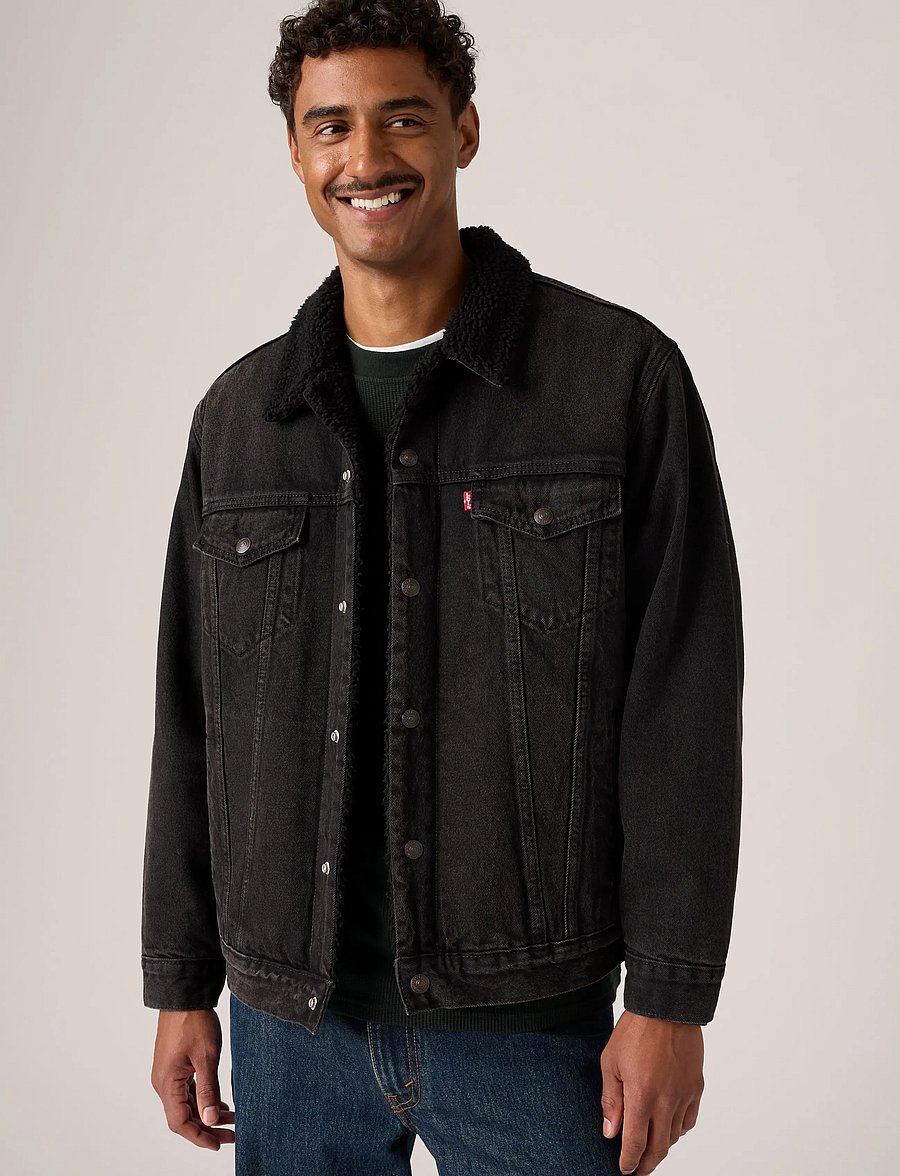 Levi's® - RELAXED FIT SHERPA TRKR AT MID - forede denimjakker - blacks - 0