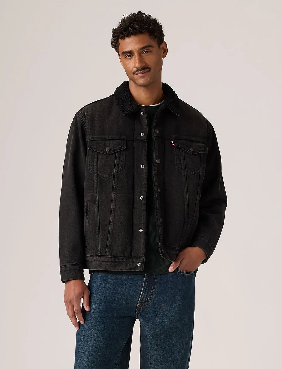 Levi's® - RELAXED FIT SHERPA TRKR AT MID - forede denimjakker - blacks - 3