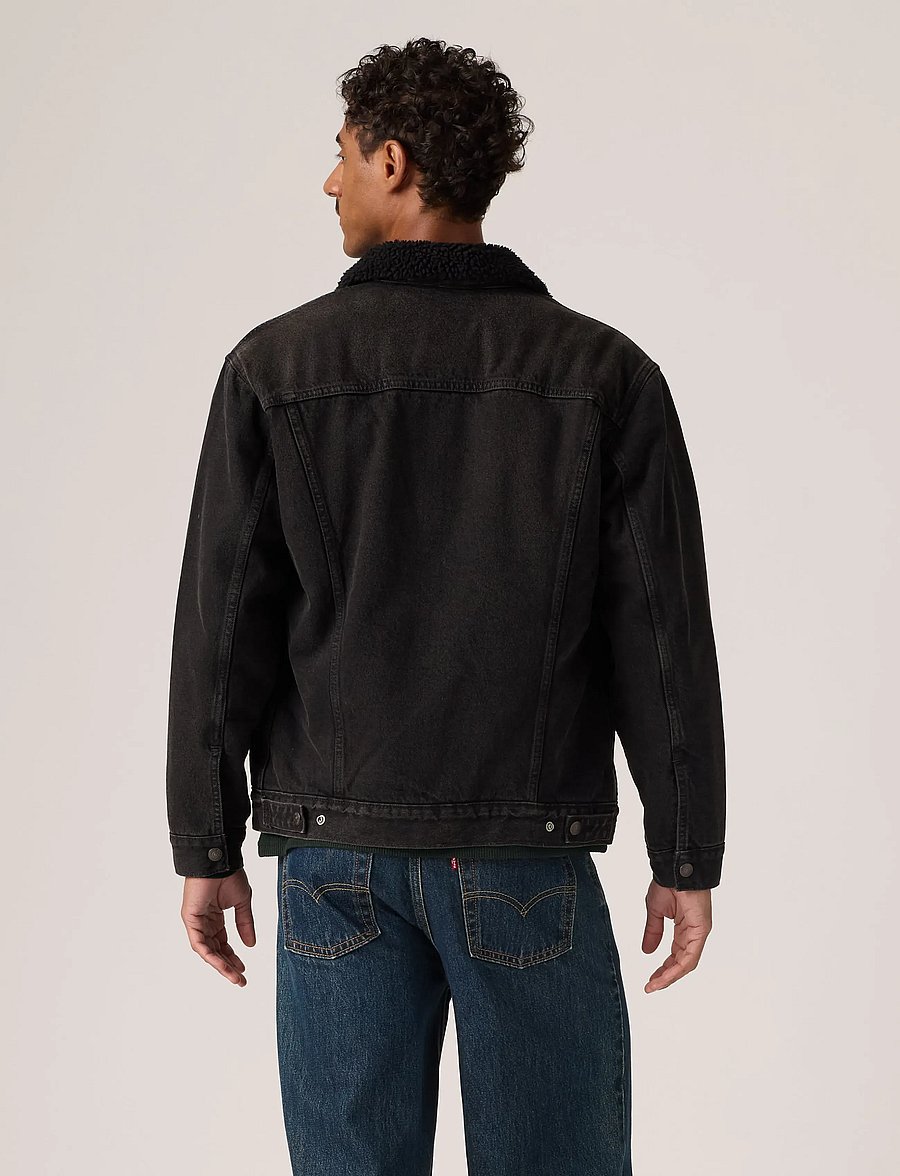 Levi's® - RELAXED FIT SHERPA TRKR AT MID - forede denimjakker - blacks - 4