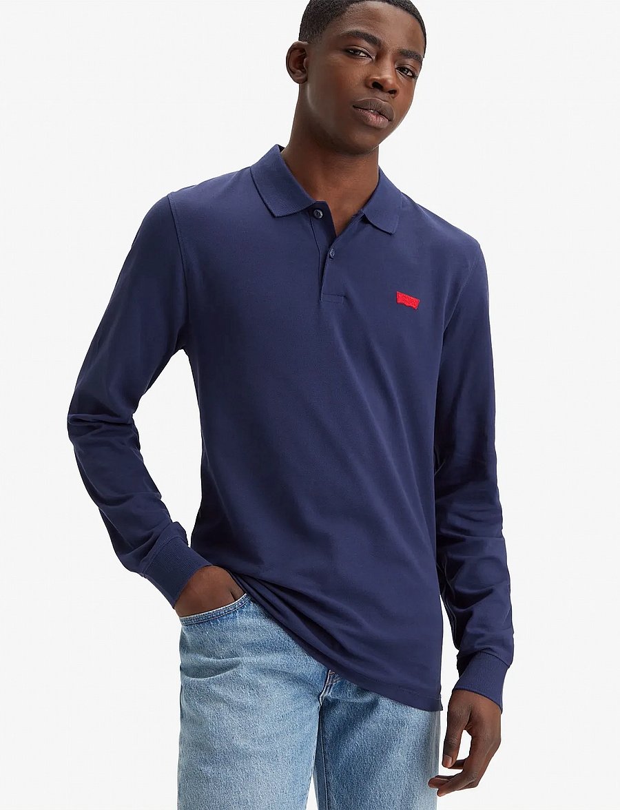 Levi's® - LS SLIM HOUSEMARK POLO NAVAL A - langærmede poloer - blues - 0