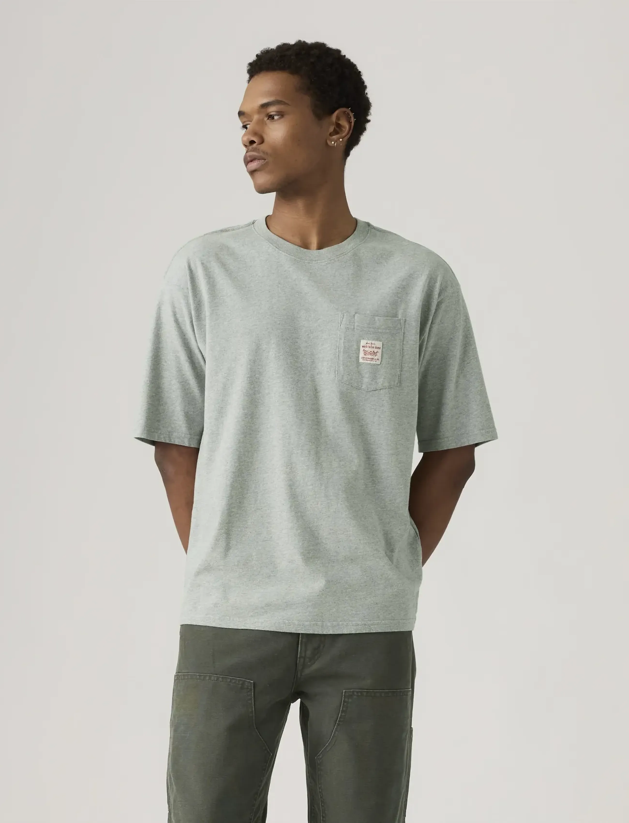 Levi's® - SS WORKWEAR TEE MID TONE GREY - kortærmede t-shirts - greys - 5