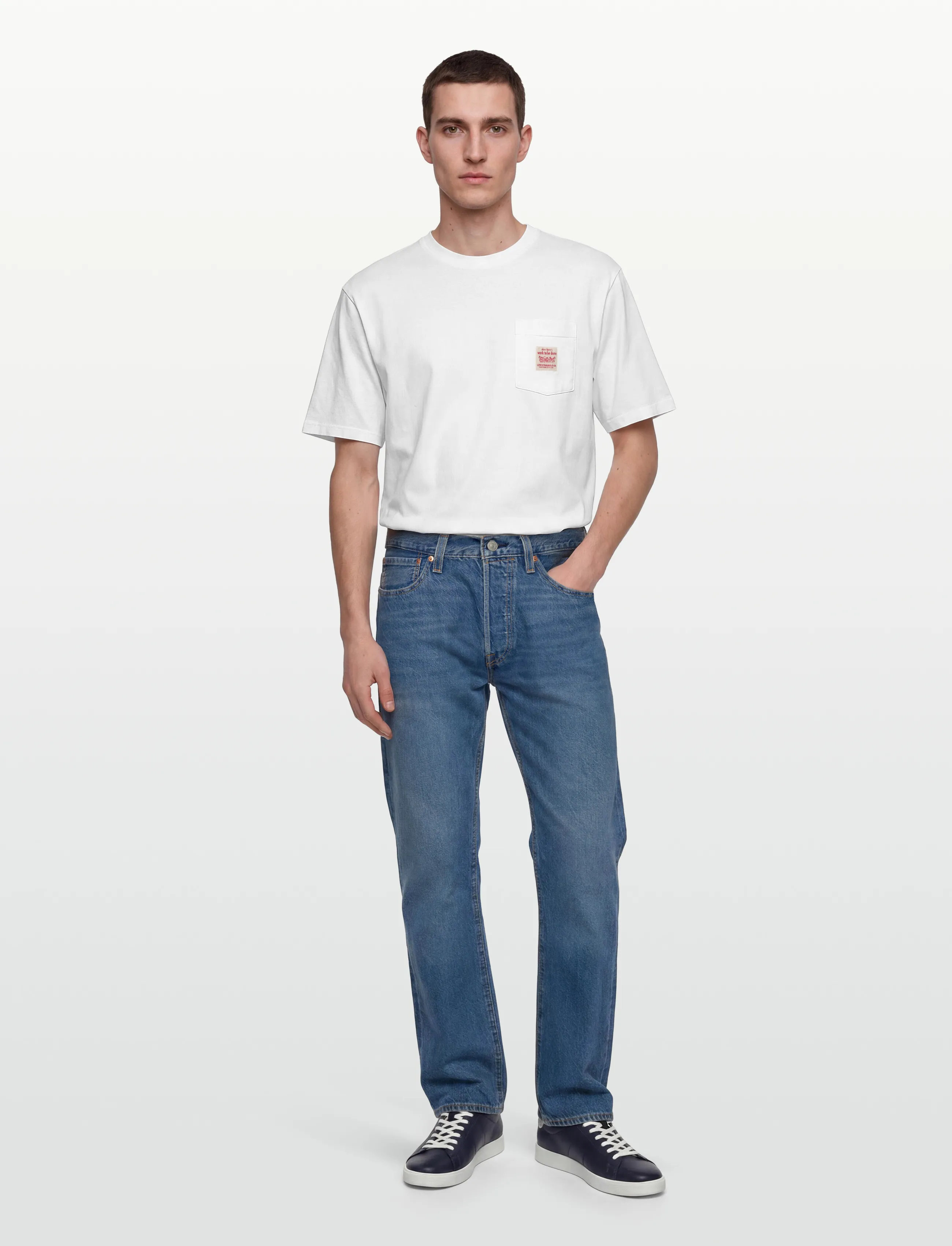 Levi's Ss Workwear Tee Bright White, S, White, T-Shirts > Kortærmede, Herre