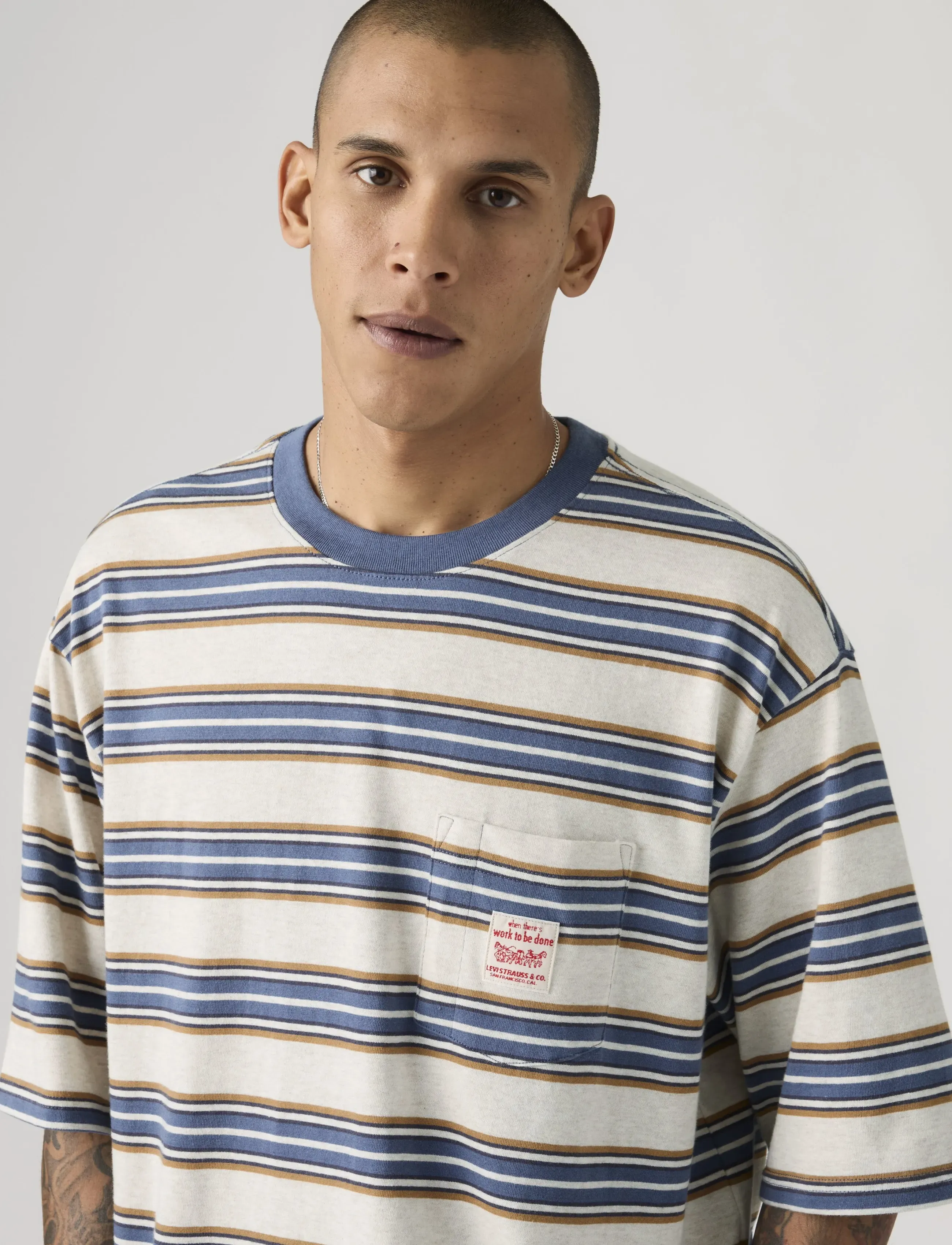 Levi's® - SS WORKWEAR TEE CASPIAN STRIPE - t-krekli ar īsām piedurknēm - multi-color - 4