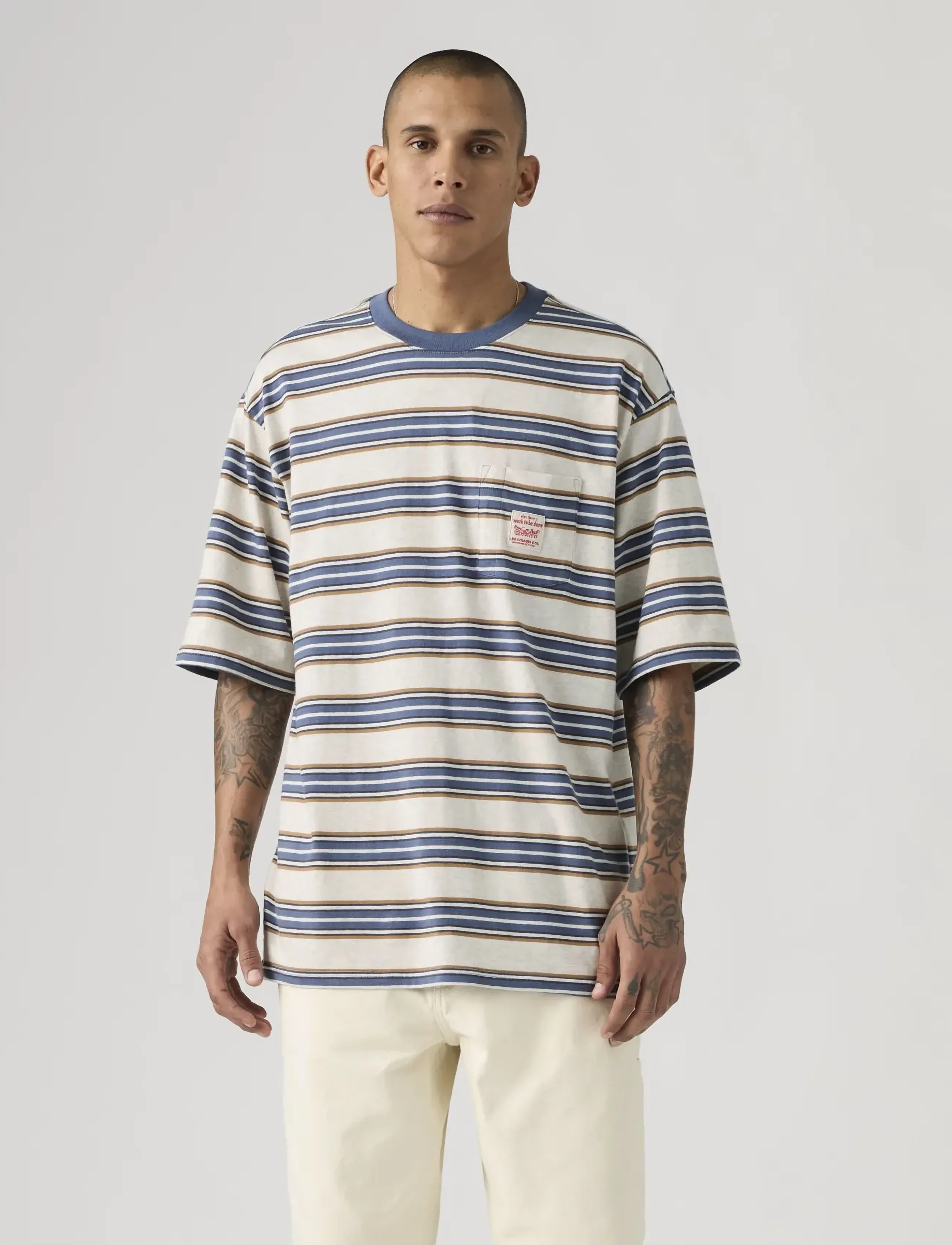 Levi's® - SS WORKWEAR TEE CASPIAN STRIPE - t-krekli ar īsām piedurknēm - multi-color - 5