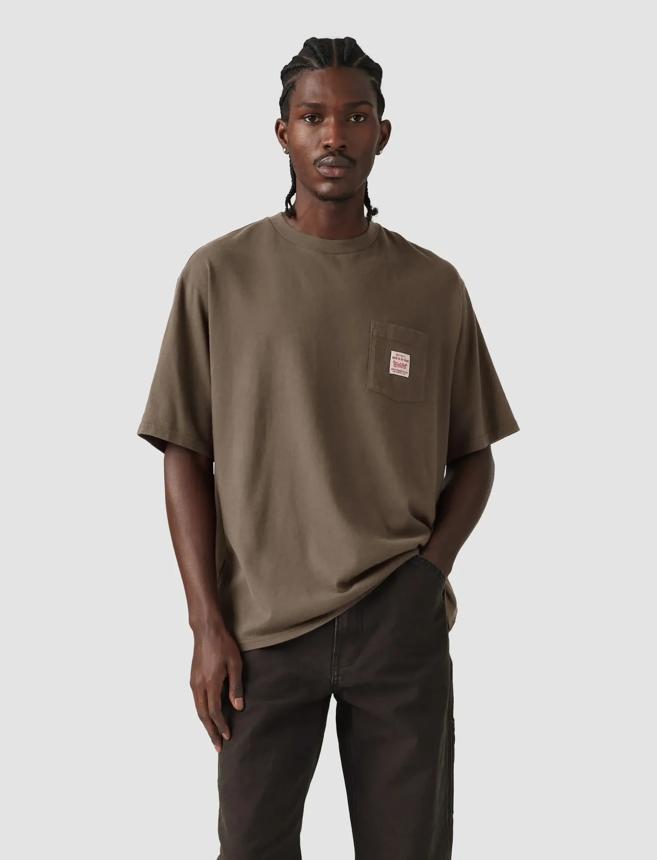 Levi's® - SS WORKWEAR TEE STONE FUDGE - kortärmade t-shirts - browns - 4