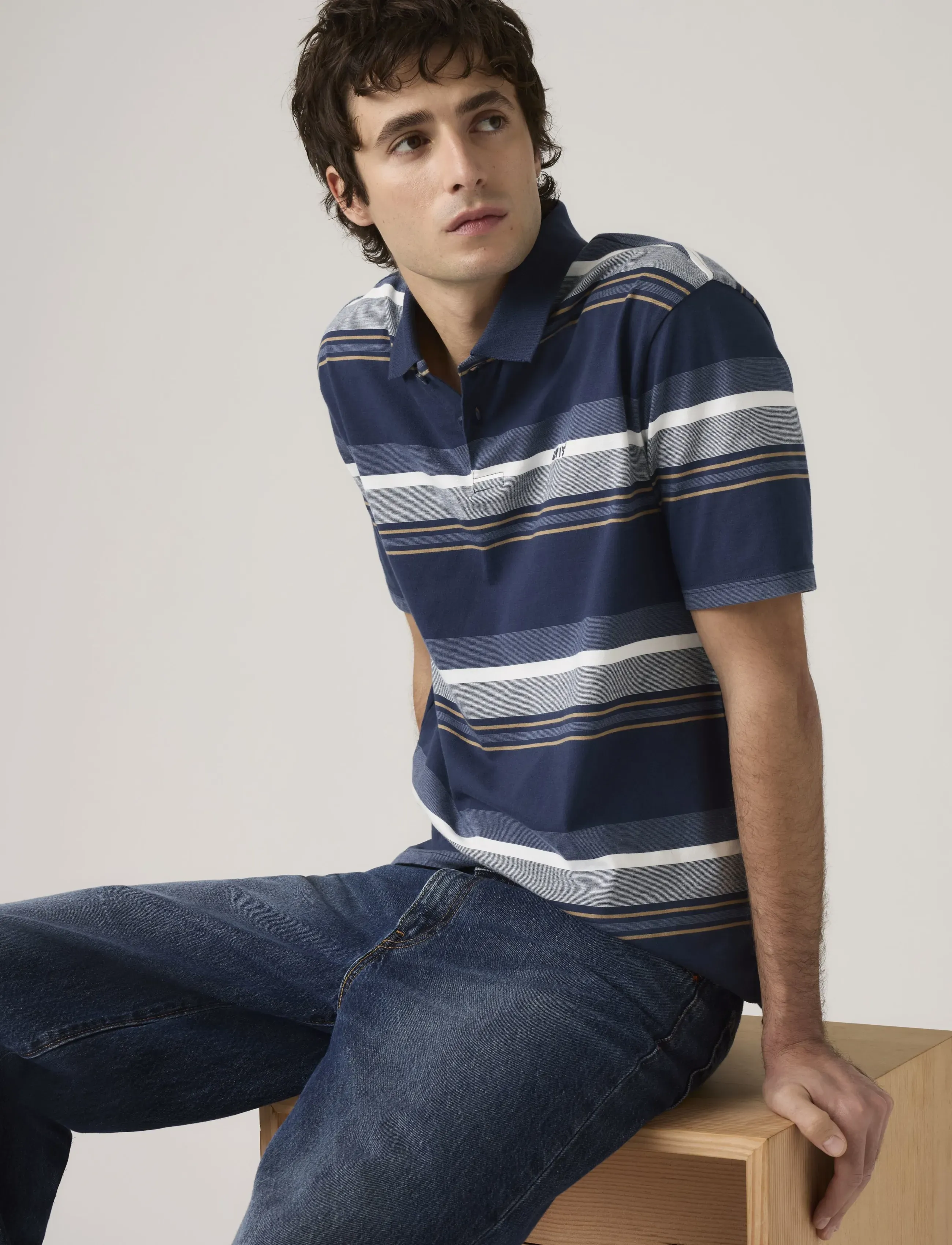 Levi's Authentic Polo Kurtley Stripe, M, Multi/patterned, Poloer > Kortærmede, Herre