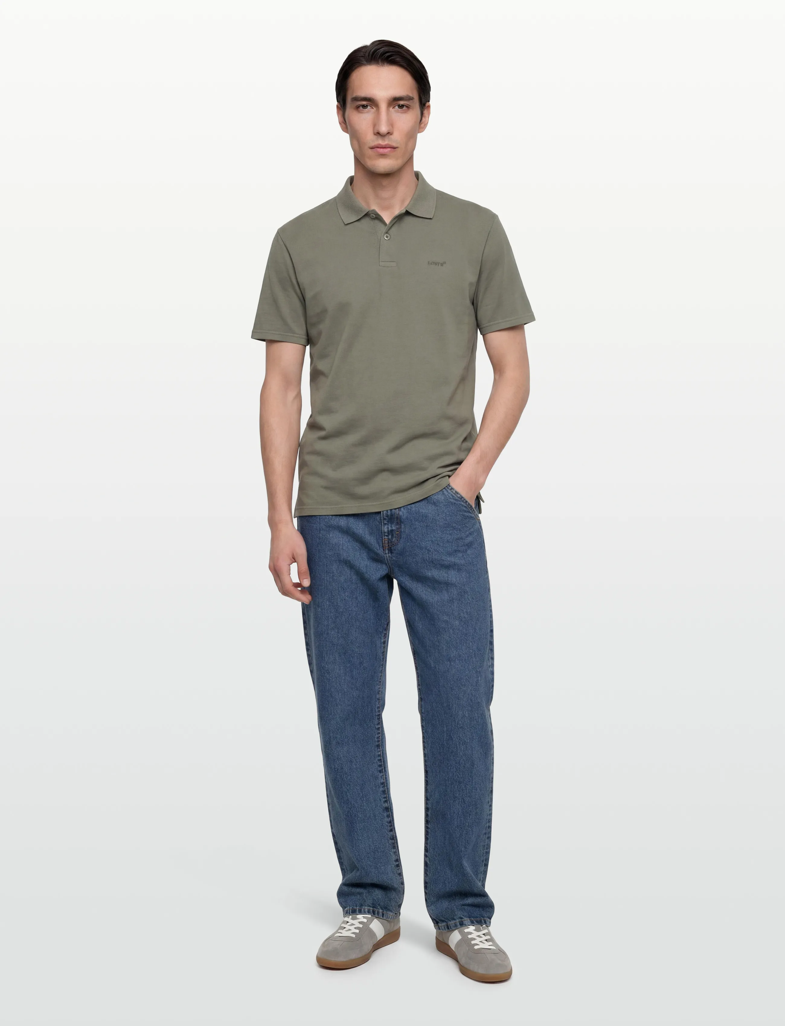 Levi's Authentic Polo Garment Dye Mul, Mænd, Poloshirt, Kakigrøn, Str: M