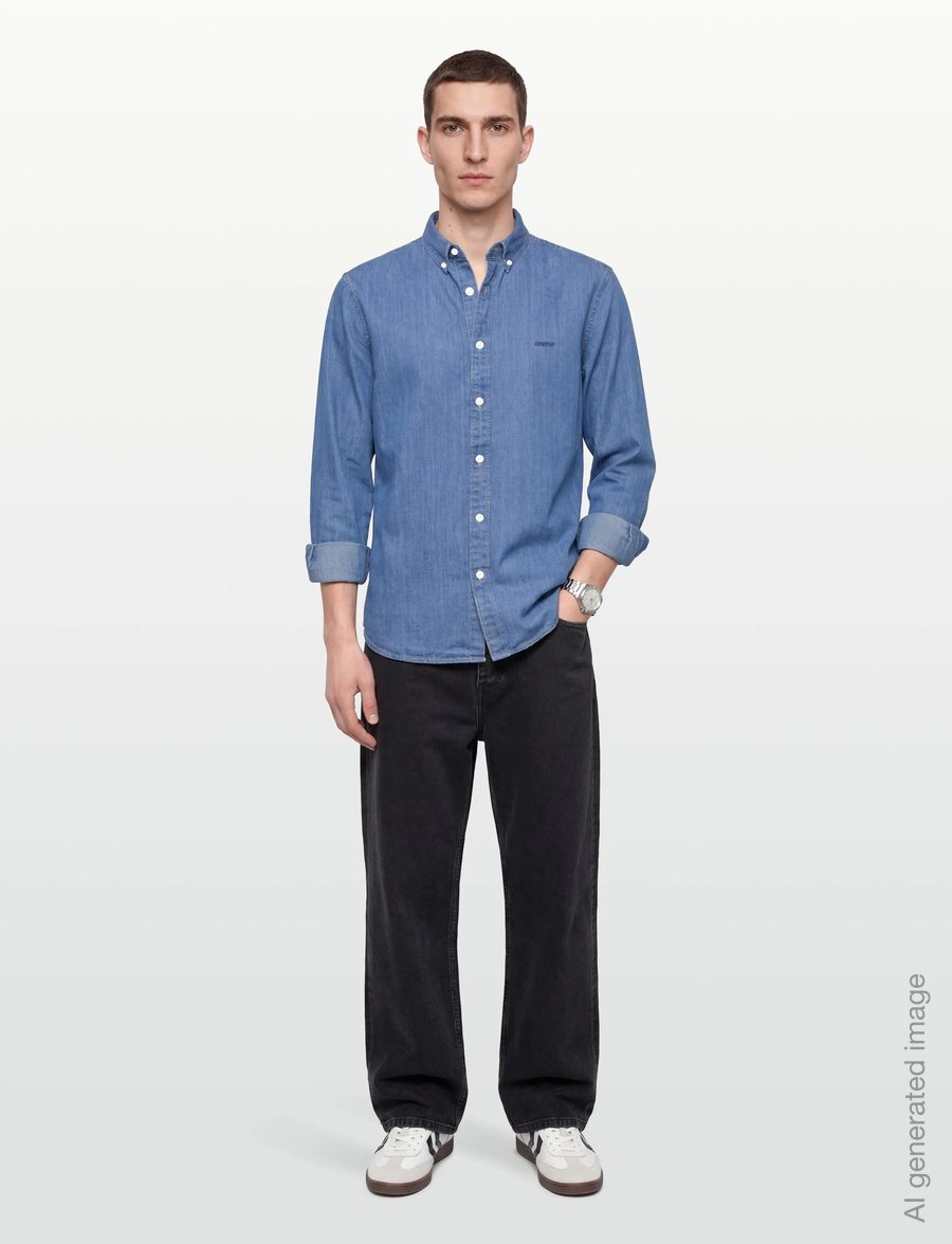 Levi's® - AUTHENTIC BUTTON DOWN WOODROW - jeanshemden - med indigo - flat finish - 0