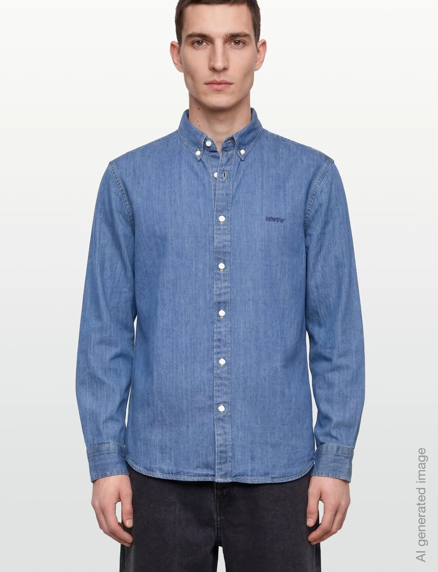 Levi's® - AUTHENTIC BUTTON DOWN WOODROW - jeanshemden - med indigo - flat finish - 3