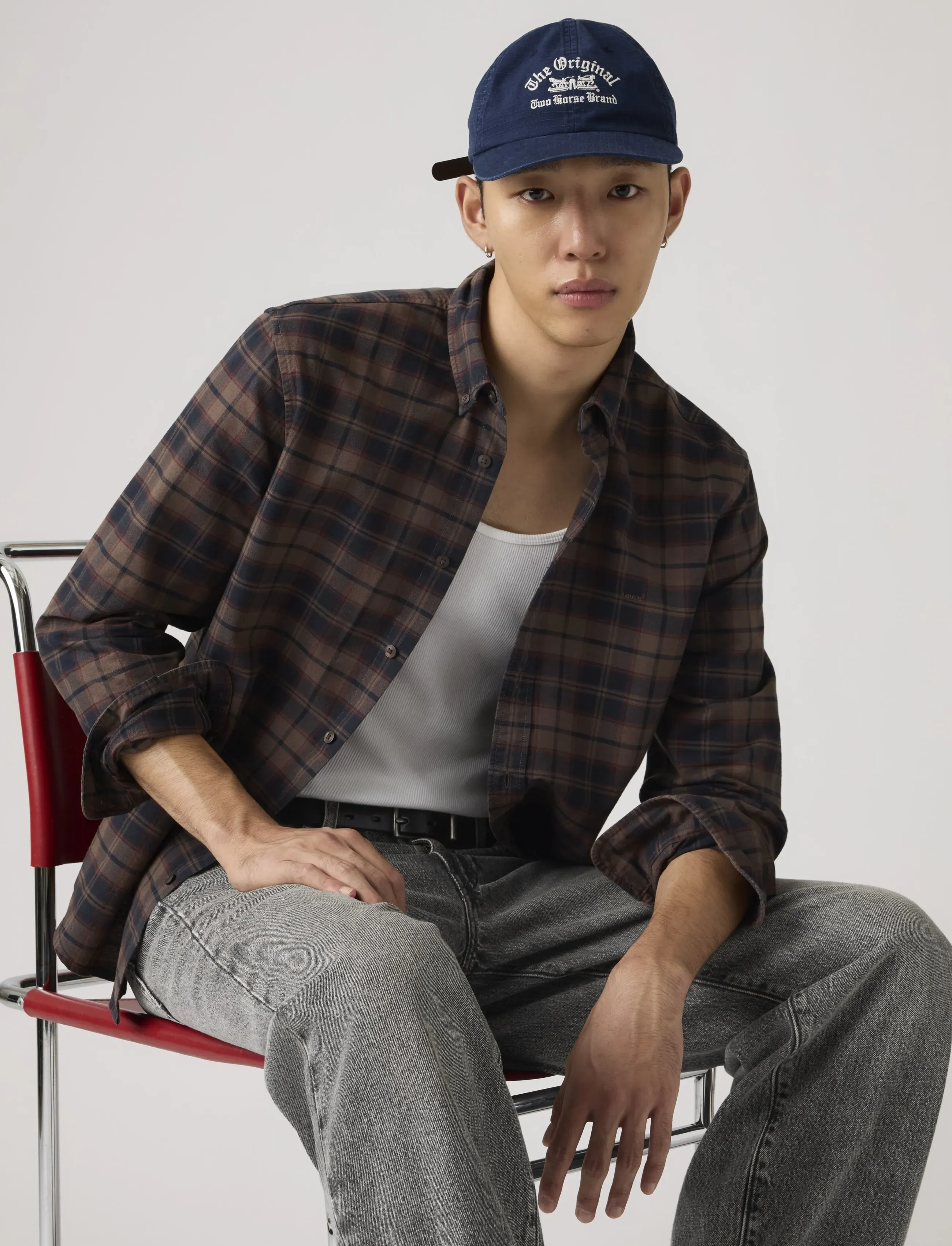 Levi's® AUTHENTIC BUTTON DOWN CHOCOLAT - Rutede skjorter - BROWNS / brown