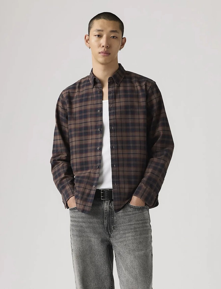 Levi's® - AUTHENTIC BUTTON DOWN CHOCOLAT - ruudulised särgid - browns - 5