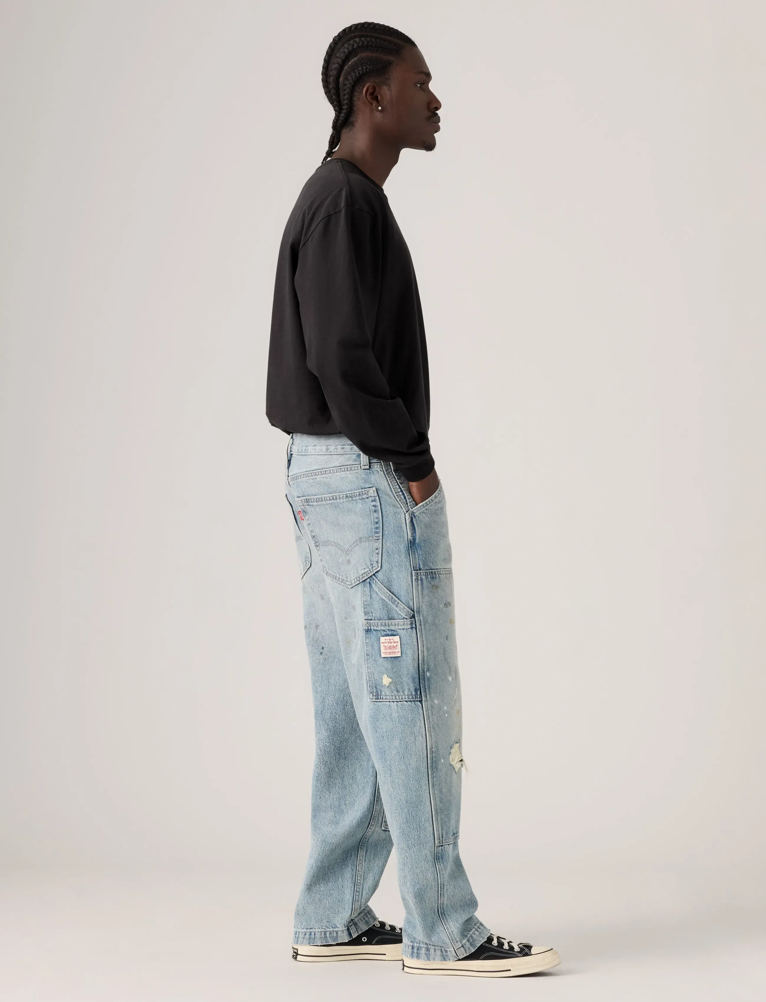 Levi's® 568 LOOSE STRT DBL KNEE DIVING - Tänavastiil - MED INDIGO - WORN IN / blue