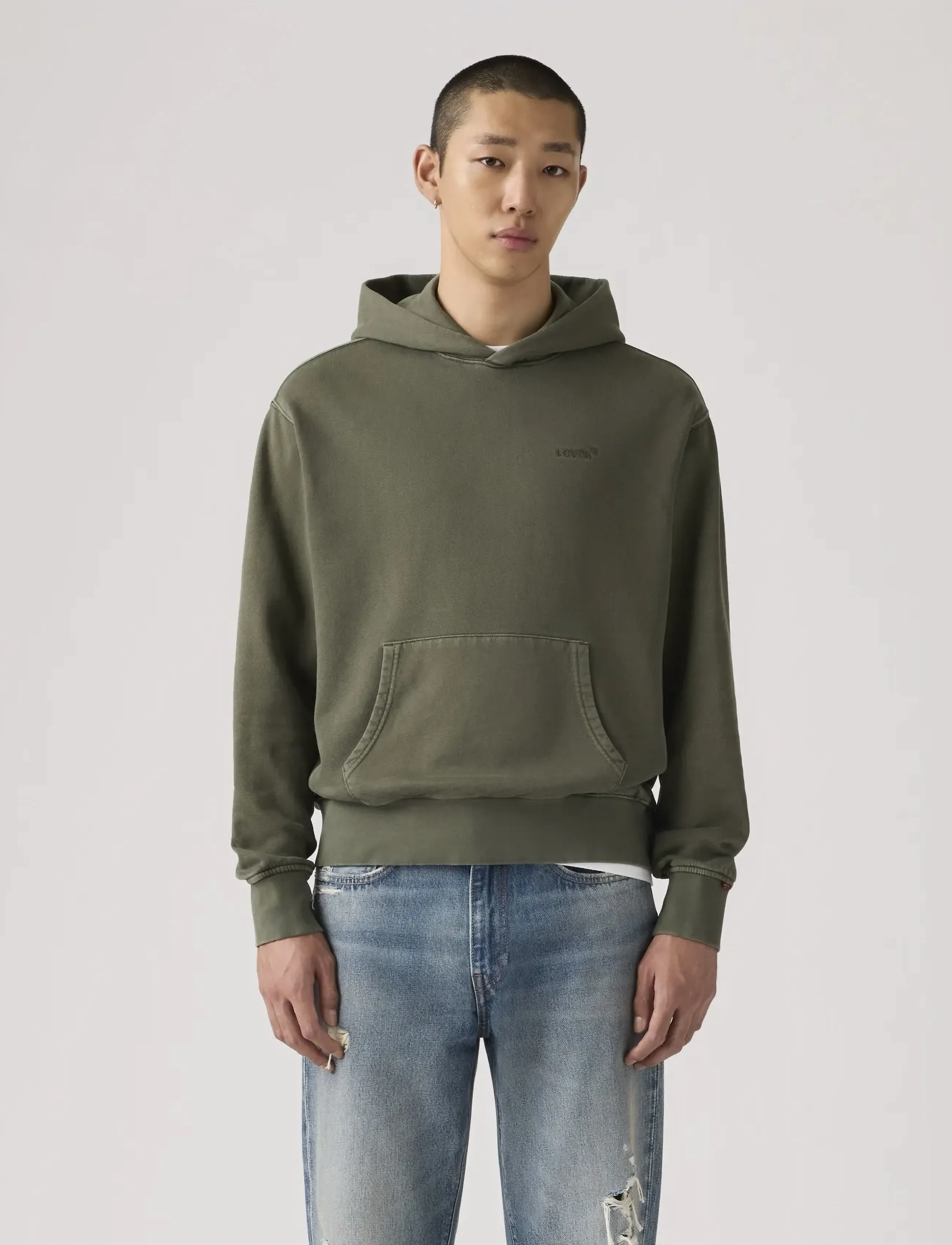 Levi's® THE AUTHENTIC HOODIE GARMENT D - Uus - GREENS / khaki/green
